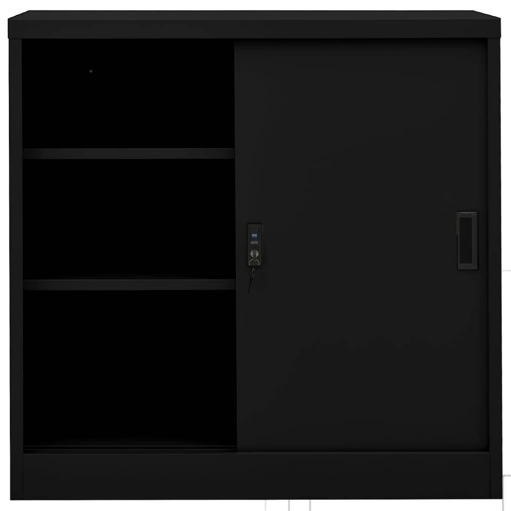 vidaXL Büroschrank mit Schiebetür Schwarz 90x40x90 cm Stahl