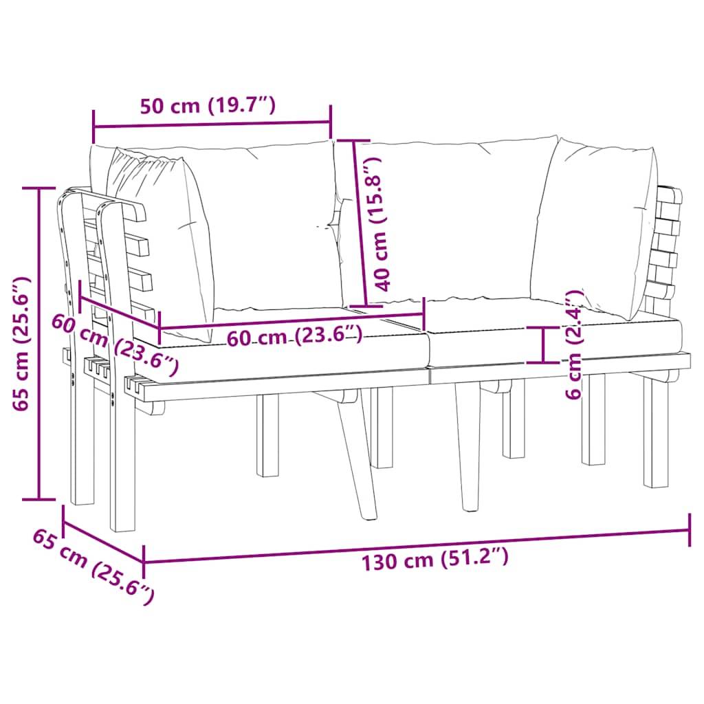 vidaXL 2-Sitzer-Gartensofa mit Kissen Massivholz Akazie