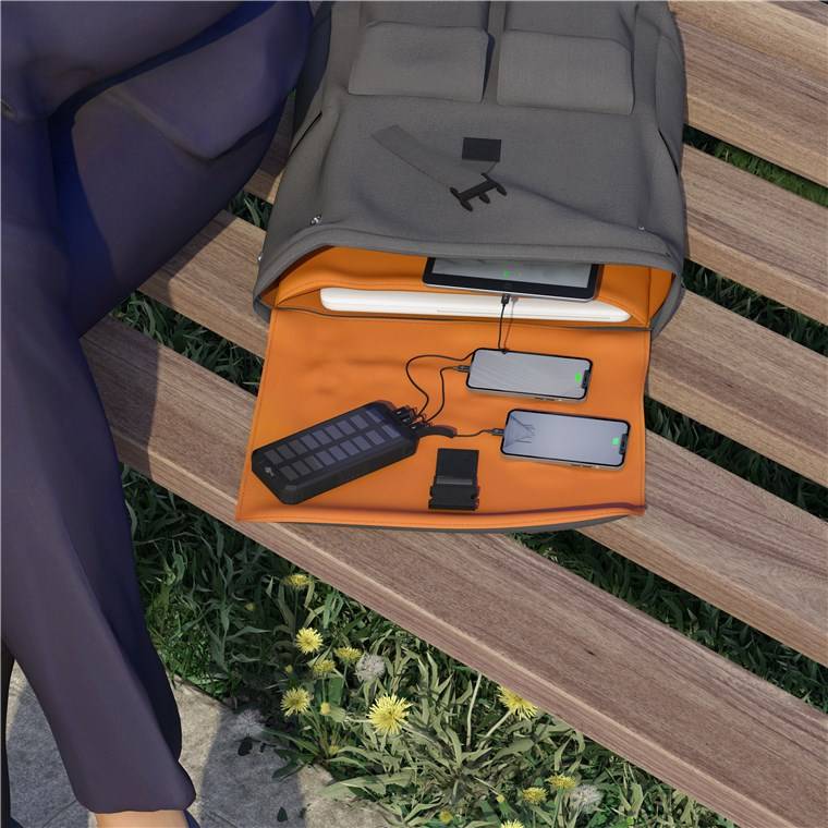 Goobay Solar Powerbank 20000 mAh LiPo Schwarz Statusanzeige, Outdoor