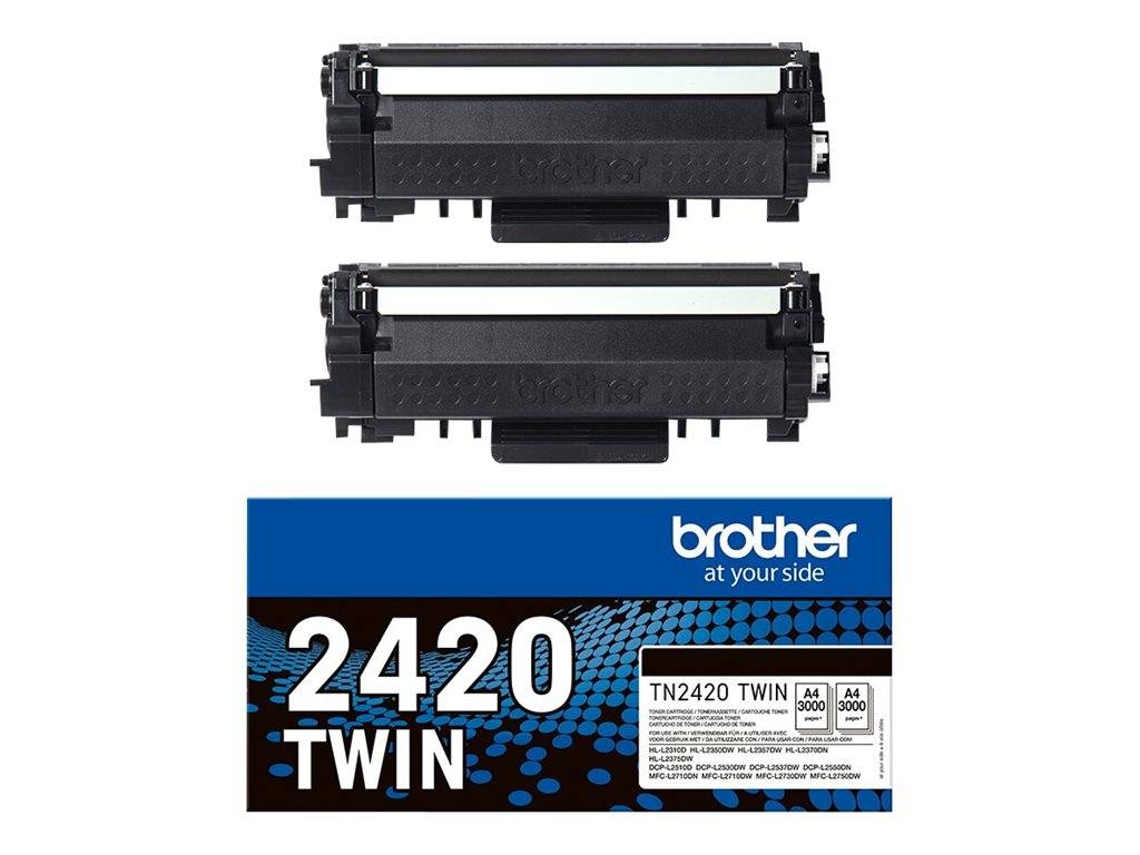 Brother TN2420 TWIN - 2er-Pack - Hohe Ergiebigkeit - Schwarz - original - Tonerpatrone