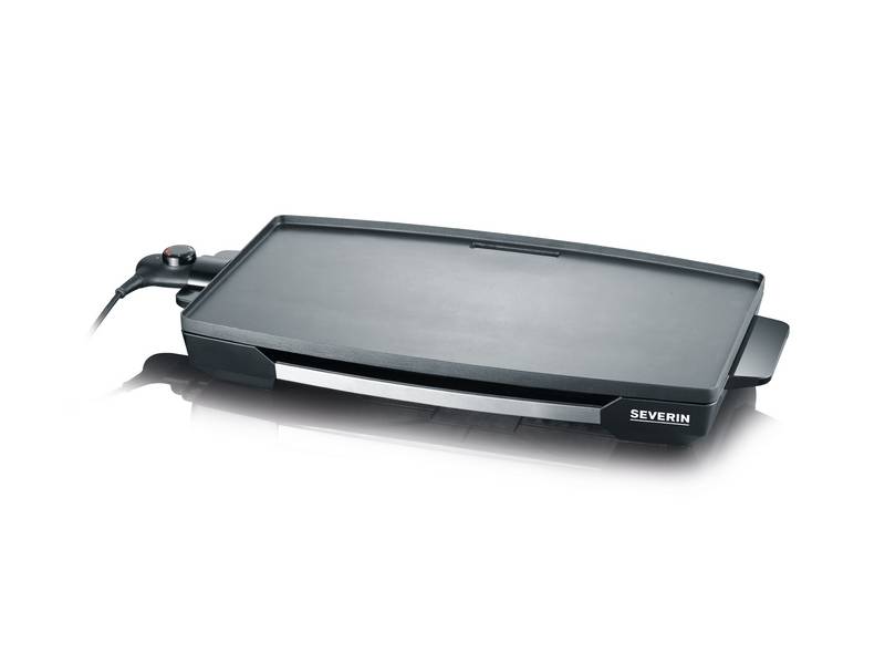 Severin KG 2397 Elektro Tischgrill mit manueller Temperatureinstellung Edelstahl (gebürstet), Schwarz