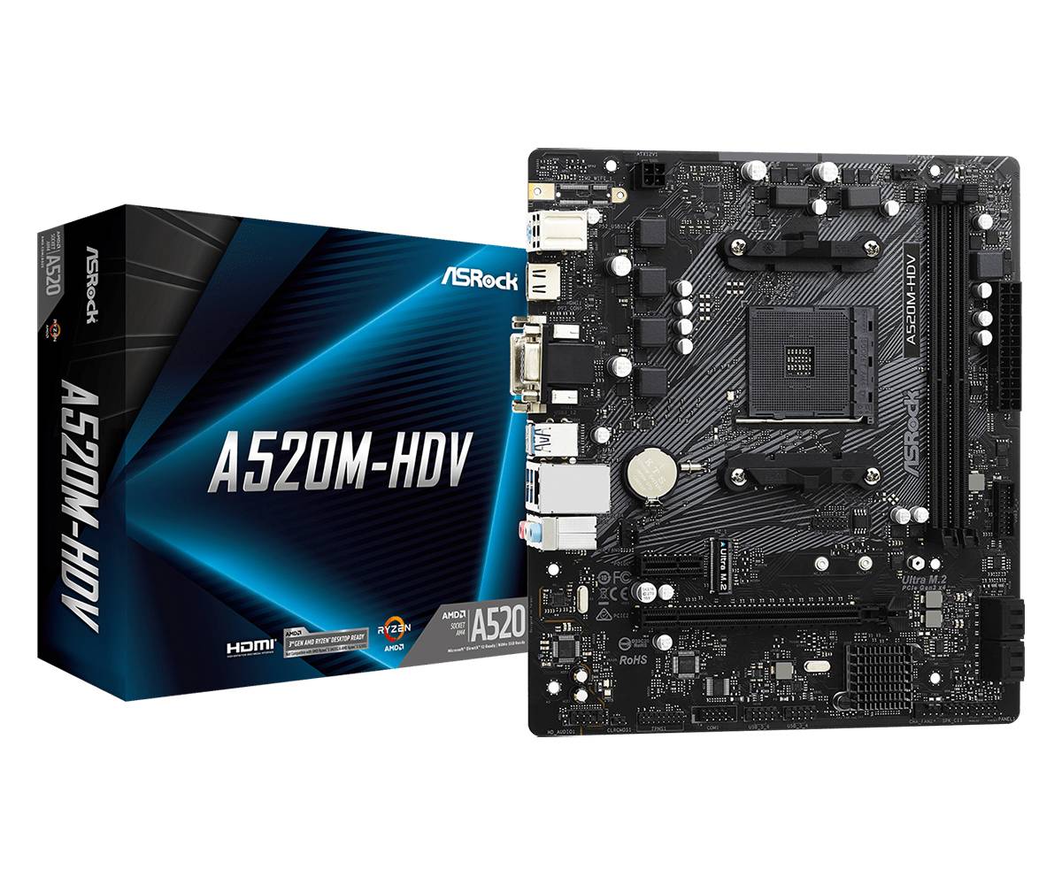 ASRock A520M-HDV Mainboard Sockel (PC) AMD® AM4 Formfaktor (Details) Micro-ATX