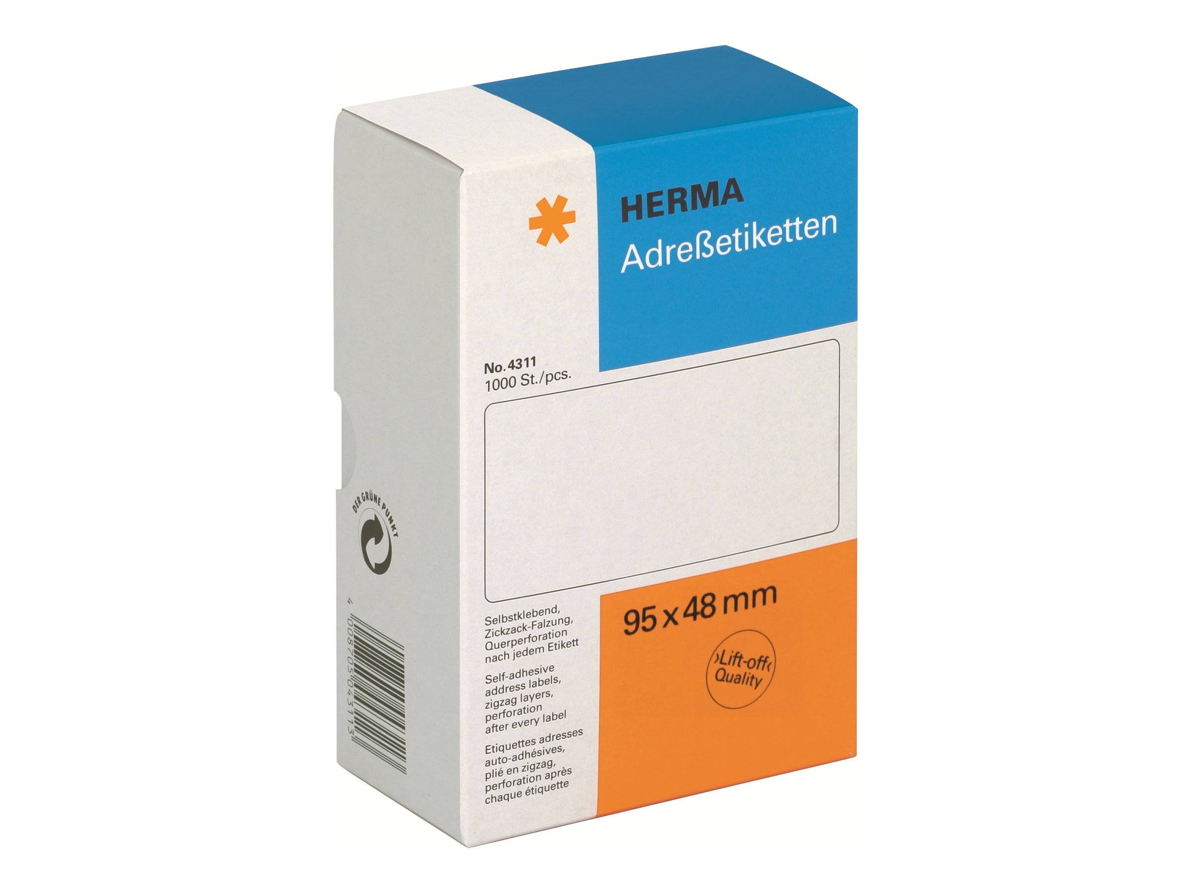 HERMA - Weiß - 48 x 95 mm 1000 Etikett(en) leporellogefaltete