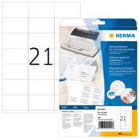 HERMA Adressetiketten für Schreibmaschinen A4 70x42 mm Papier matt Ecken spitz 420 St., Weiß, Papier, Matte, Deutschland