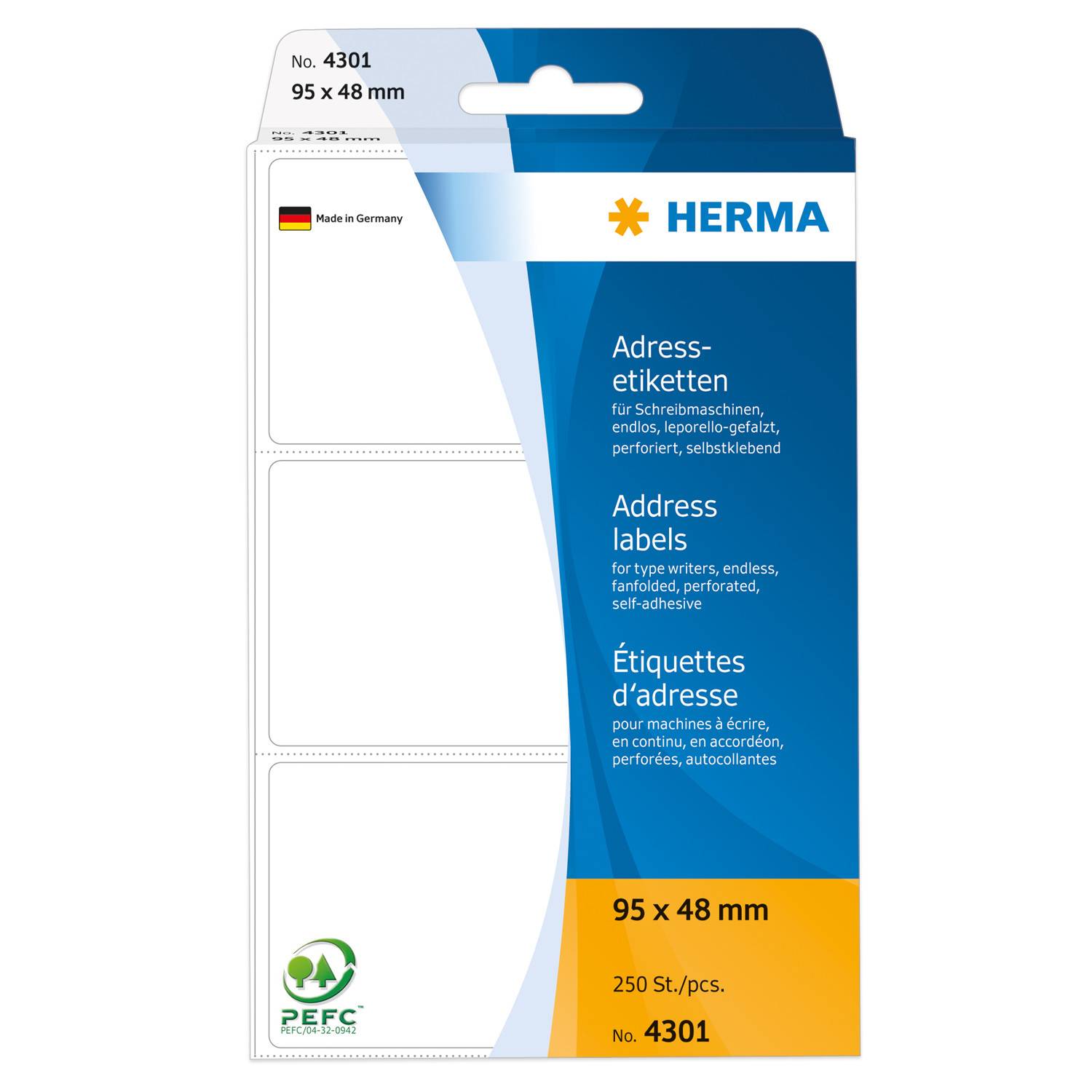HERMA - Weiß - 95 x 48 mm 250 Stck. leporellogefaltete