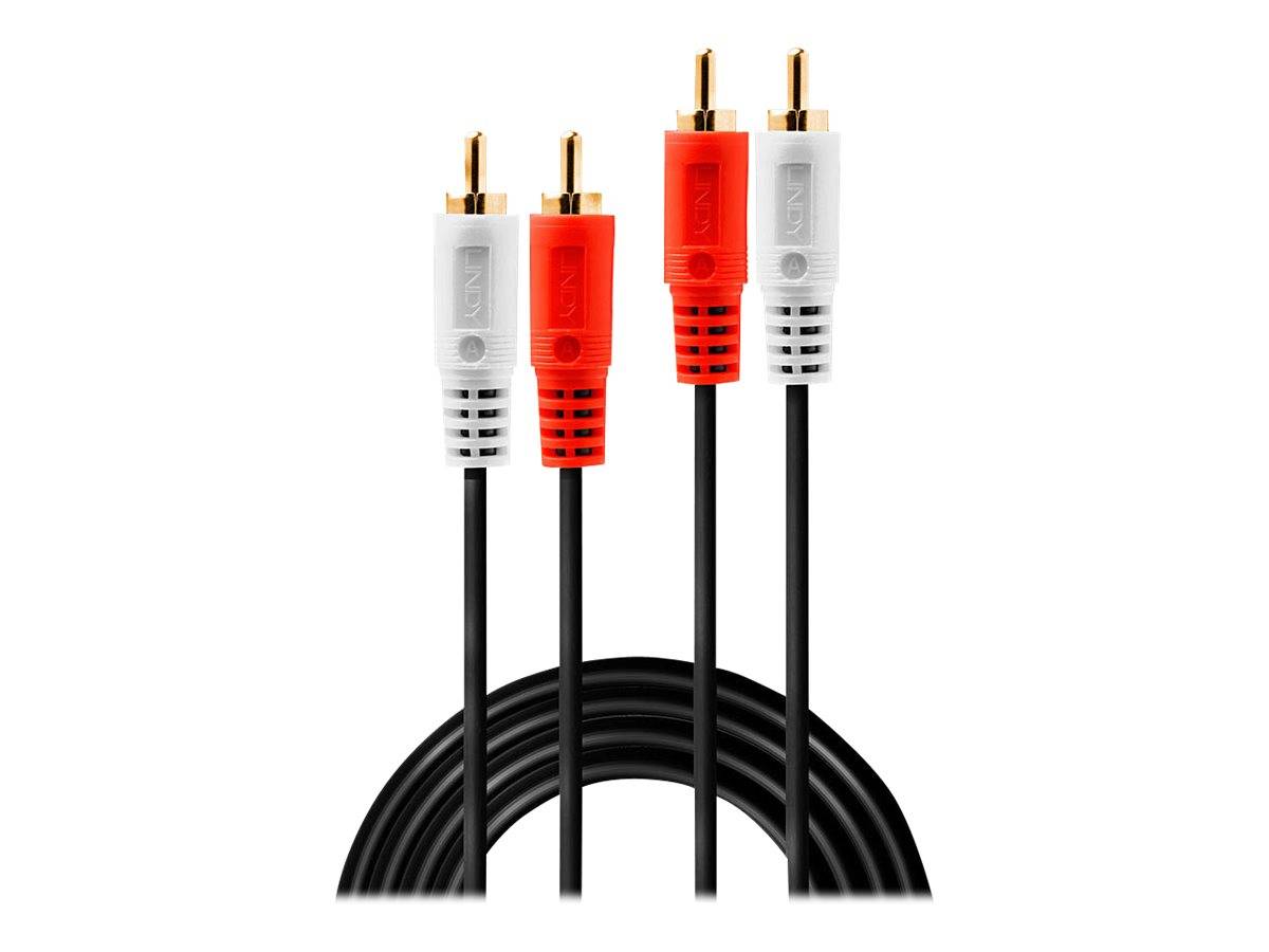 LINDY 35664 Cinch Audio Anschlusskabel [2x Cinch-Stecker - 2x Cinch-Stecker] 10.00 m Schwarz