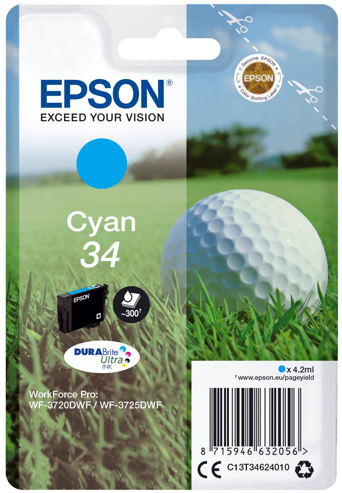 Epson Druckerpatrone T3462, 34 Original Cyan C13T34624010