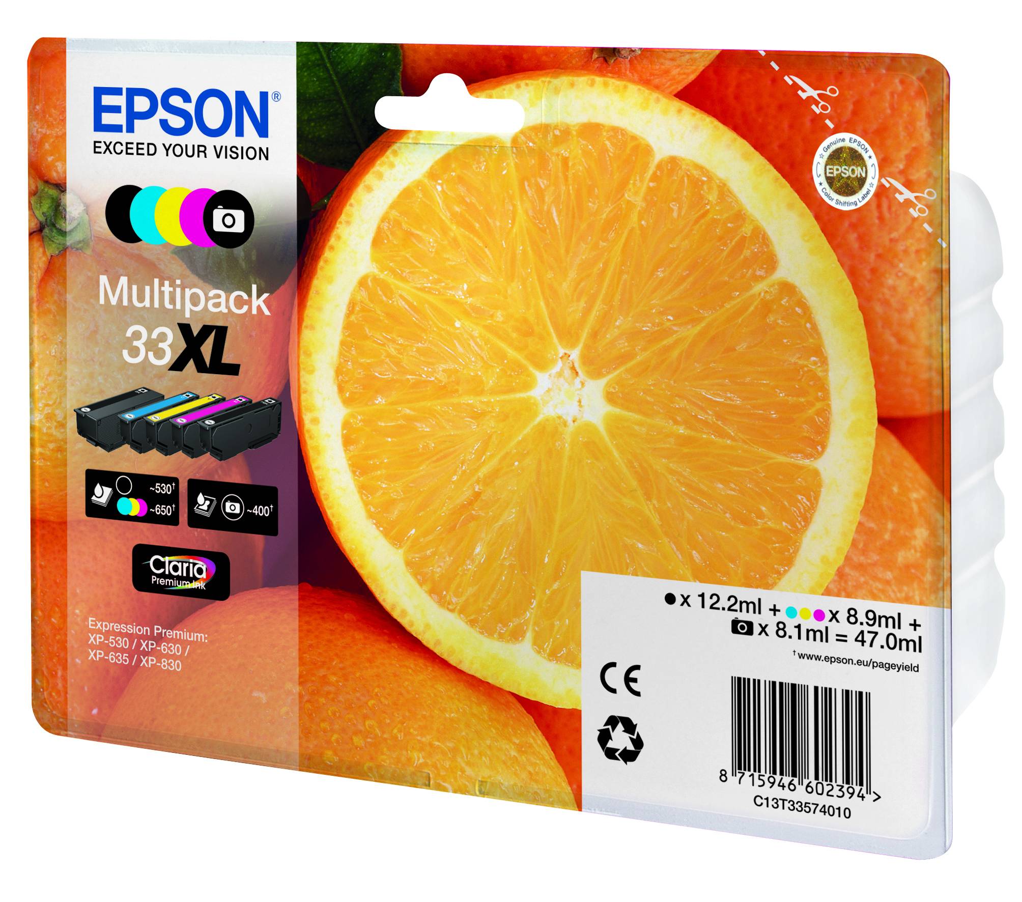 Epson 33XL Multipack - 5er-Pack - 47 ml - XL - Schwarz - Gelb - Cyan - Magenta -