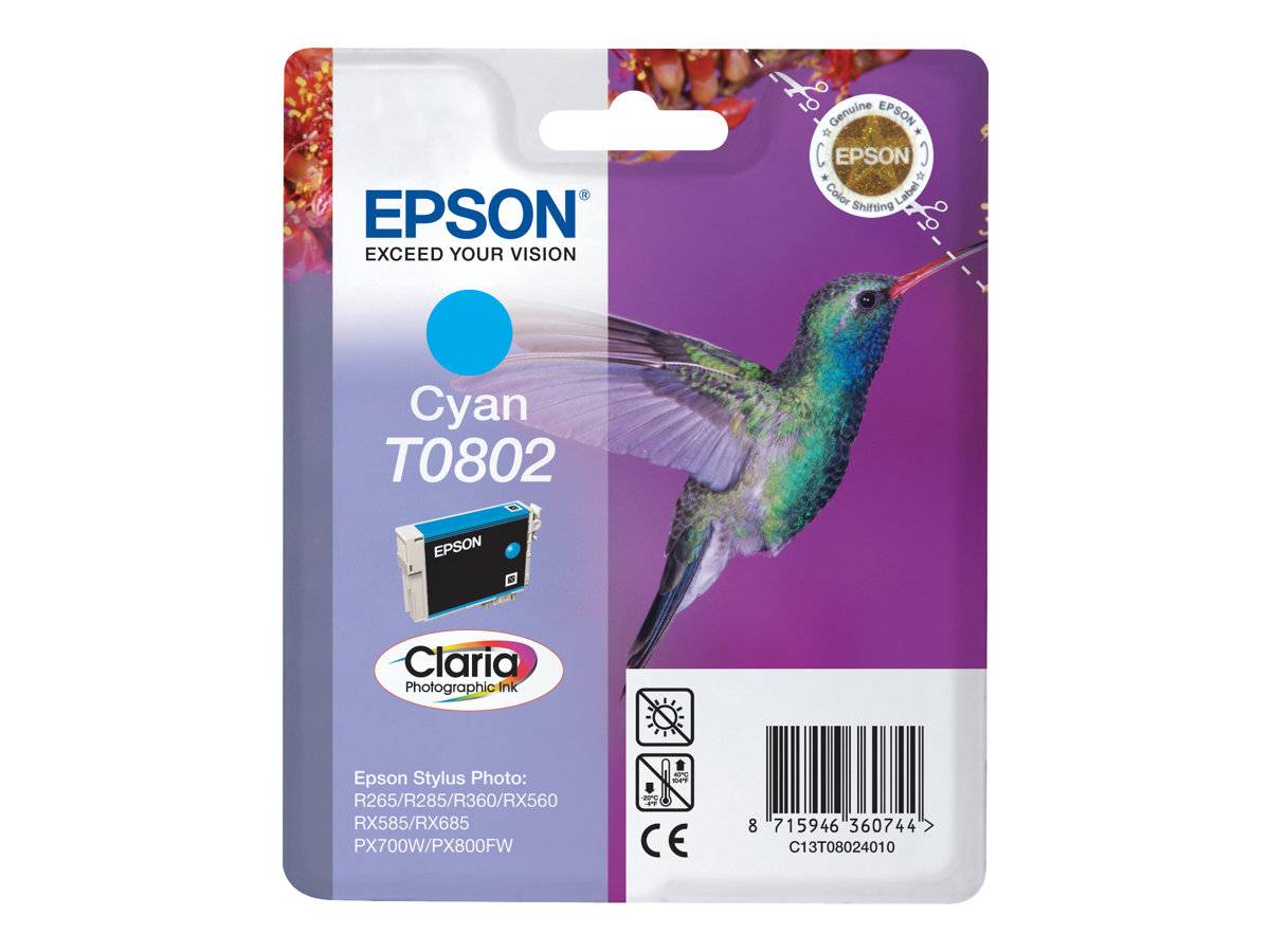 Epson T0802 - 7.4 ml - Cyan - Original - Blisterverpackung - Tintenpatrone - für