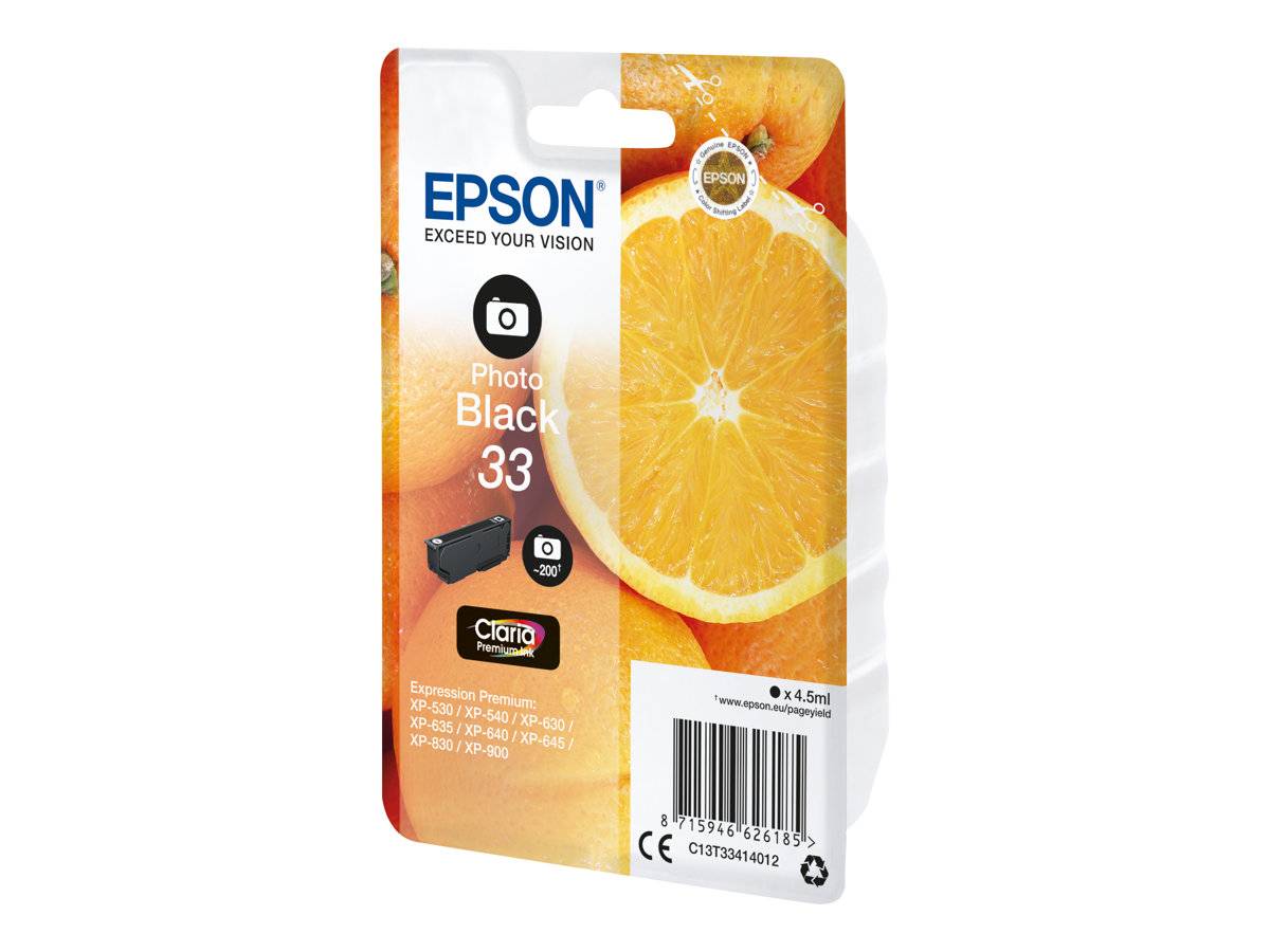 Epson Druckerpatrone T3341, 33 Original Foto Schwarz C13T33414012