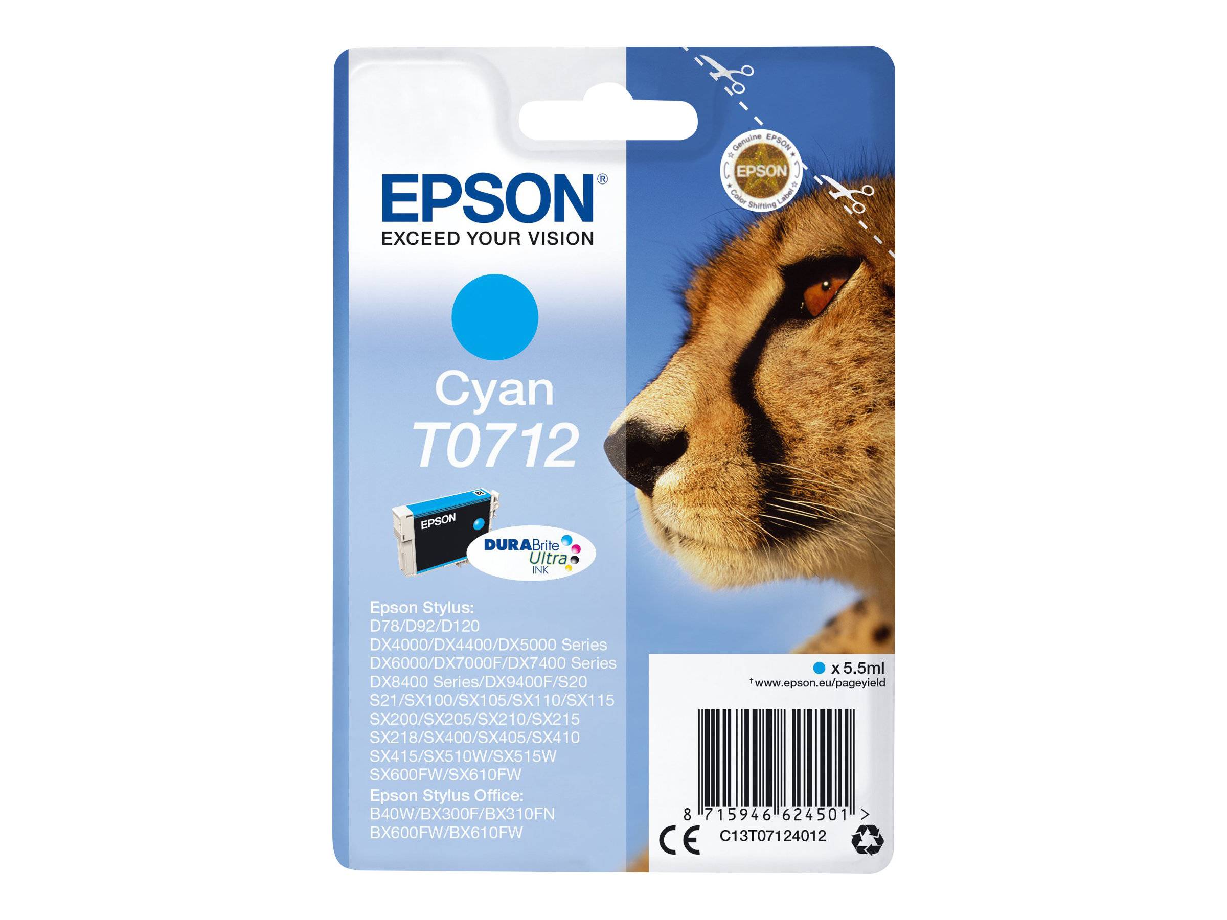 Epson Druckerpatrone T0712 Original Cyan C13T07124012
