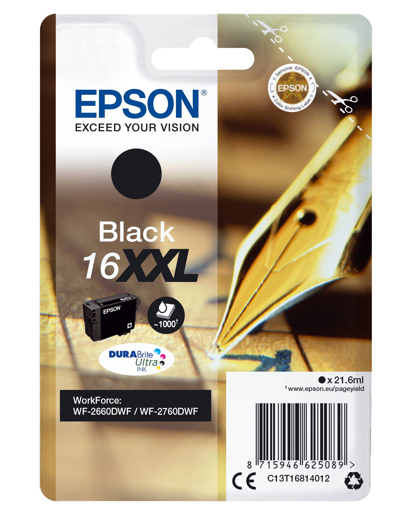 Epson Druckerpatrone T1681, 16XXL Original Schwarz C13T16814012