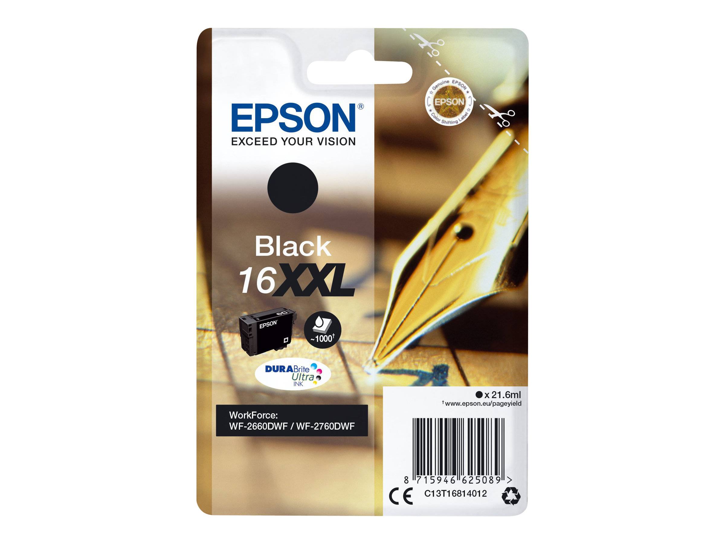 Epson Druckerpatrone T1681, 16XXL Original Schwarz C13T16814012