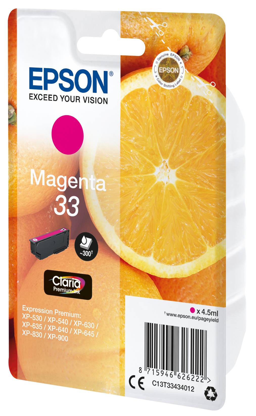 Epson Druckerpatrone T3343, 33 Original Magenta C13T33434012