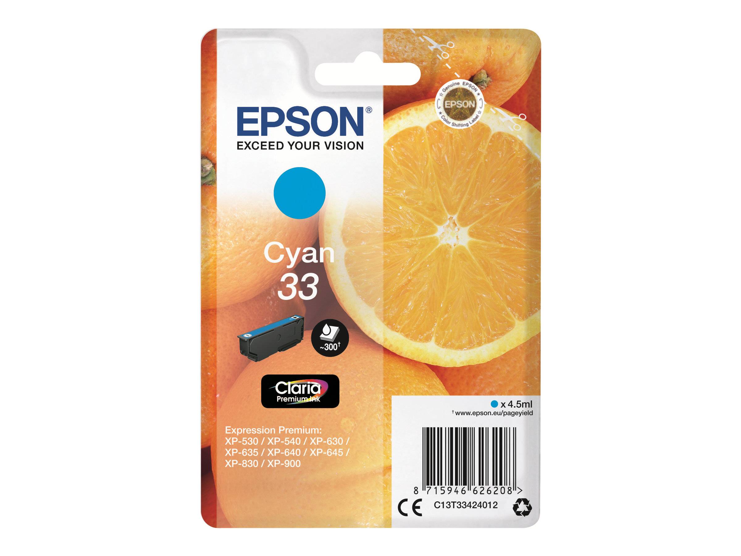 Epson Druckerpatrone T3342, 33 Original Cyan C13T33424012