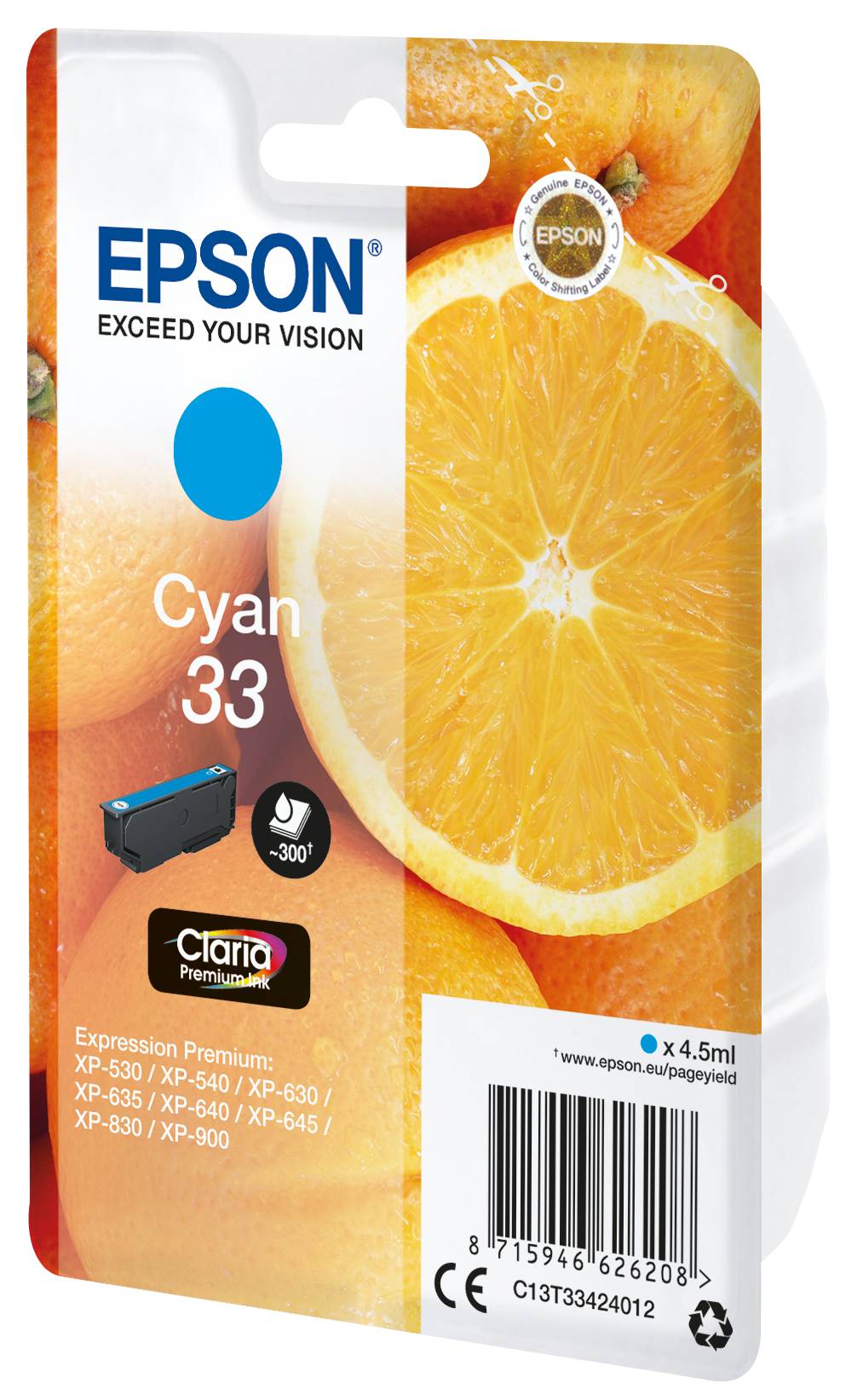 Epson Druckerpatrone T3342, 33 Original Cyan C13T33424012