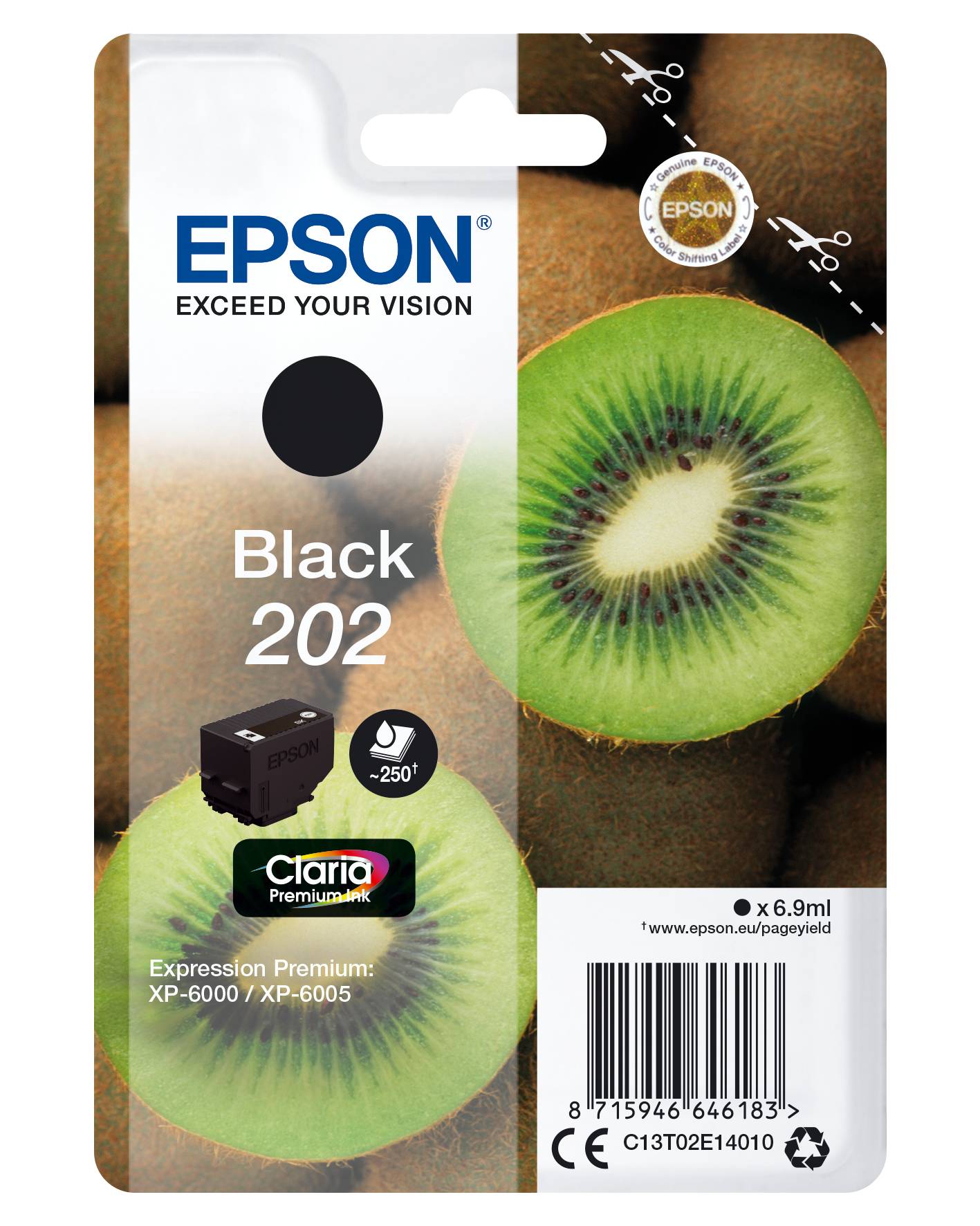 Epson Druckerpatrone T02E1, 202 Original Schwarz C13T02E14010