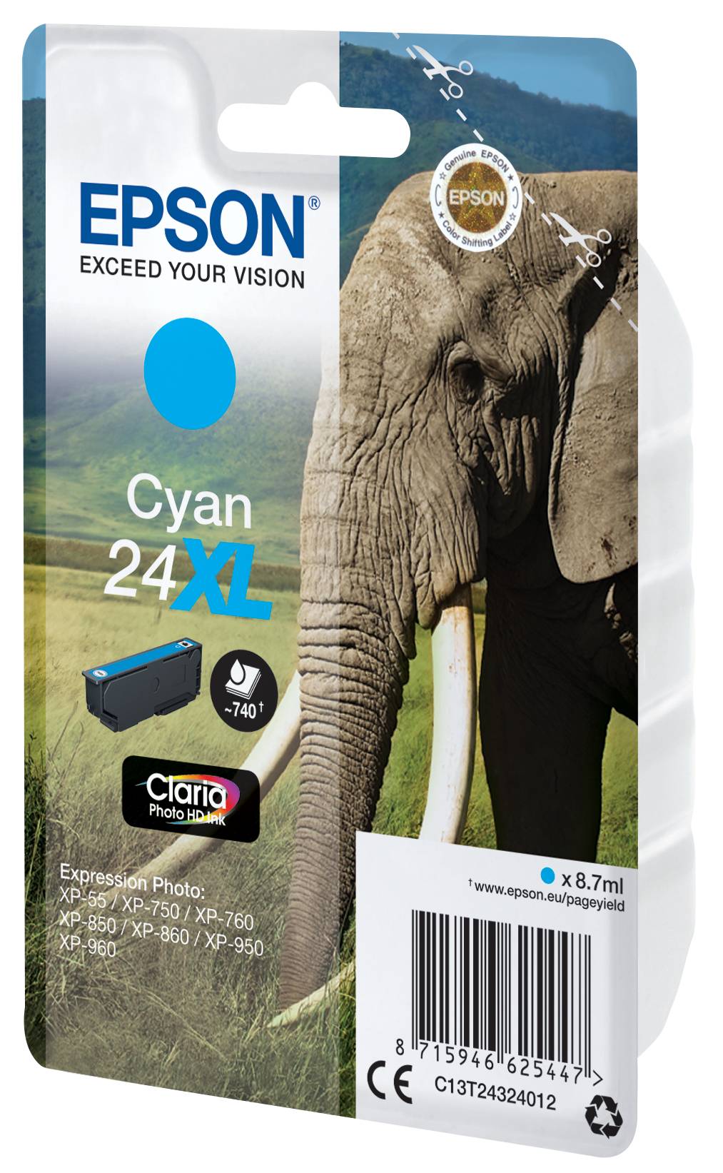 Epson Druckerpatrone T2432, 24XL Original Cyan C13T24324012