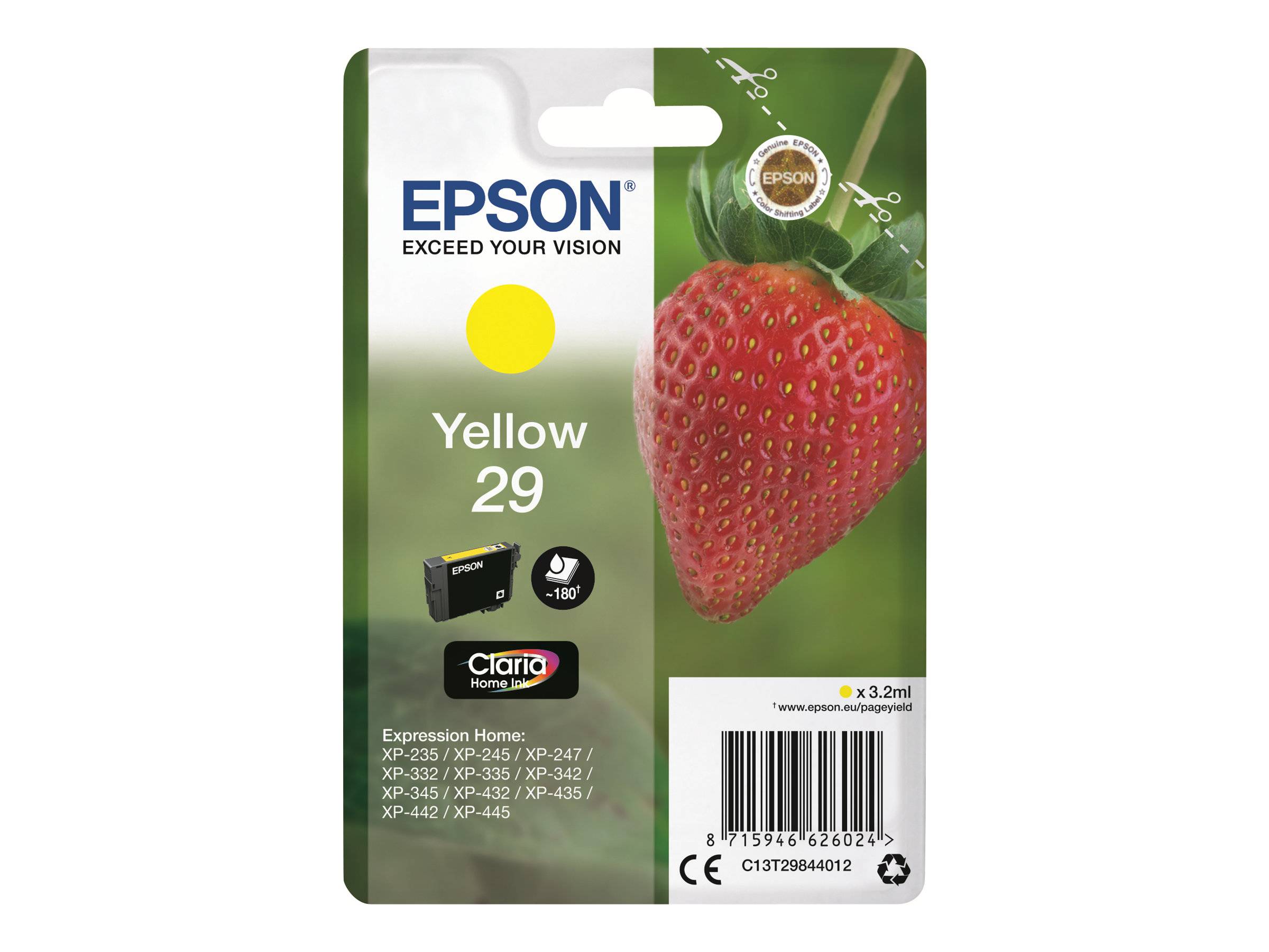 Epson Druckerpatrone T2984, 29 Original Gelb C13T29844012