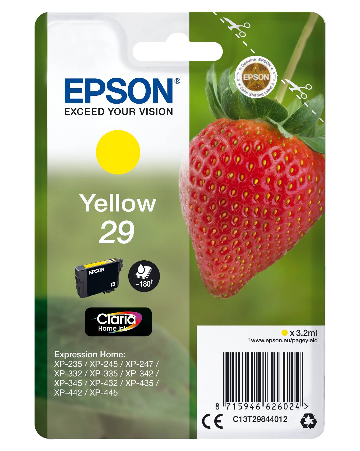 Epson Druckerpatrone T2984, 29 Original Gelb C13T29844012