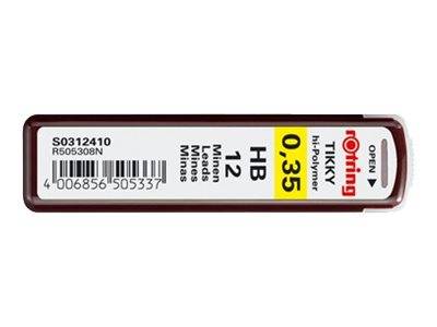Rotring Tikky - Bleistiftmine - Hi-Polymer - HB - 0.35 mm (Packung mit 12)