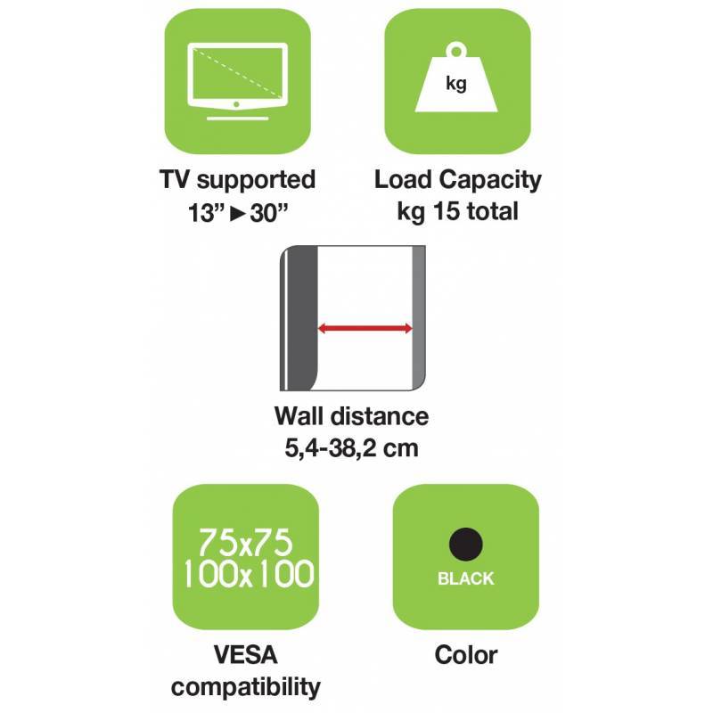 TECHly - Klammer - für LCD TV - Schwarz - Bildschirmgröße: 33-76.2 cm (13"-30")