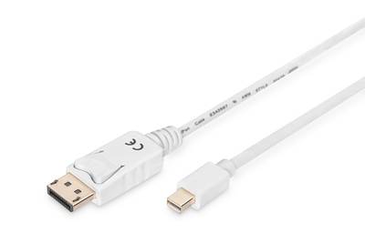 Digitus Mini-DisplayPort / DisplayPort Adapterkabel Mini DisplayPort Stecker, DisplayPort Stecker 3.00 m Weiß AK-340102-030-W DisplayPort-Kabel