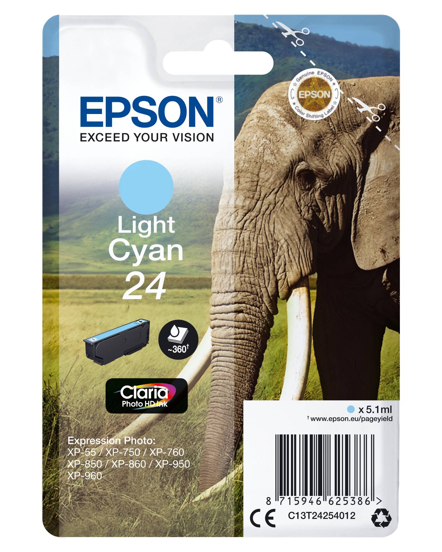 Epson Druckerpatrone T2425, 24 Original Hell Cyan C13T24254012
