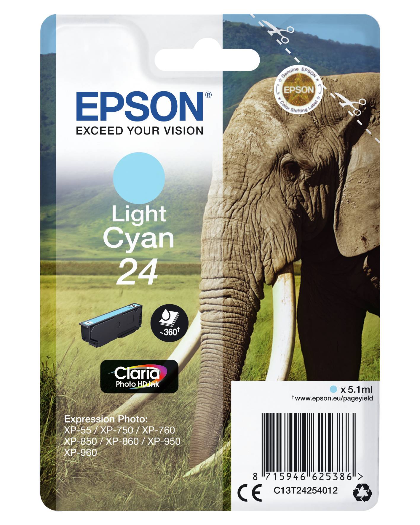 Epson Druckerpatrone T2425, 24 Original Hell Cyan C13T24254012