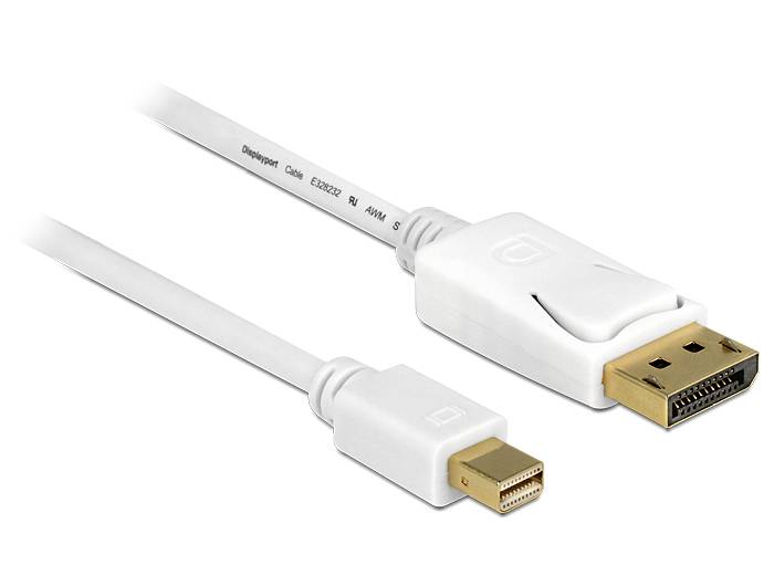 Delock Mini-DisplayPort / DisplayPort Adapterkabel Mini DisplayPort Stecker, DisplayPort Stecker 5.00 m Weiß 83484 vergoldete Steckkontakte