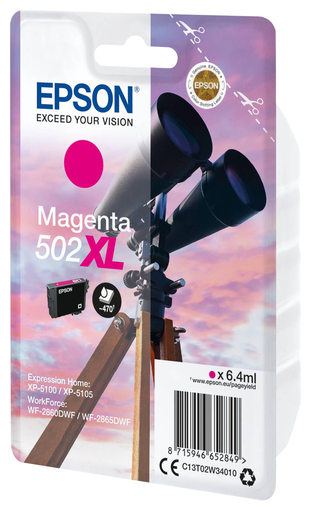 Epson Druckerpatrone T02W3, 502XL Original Magenta C13T02W34010