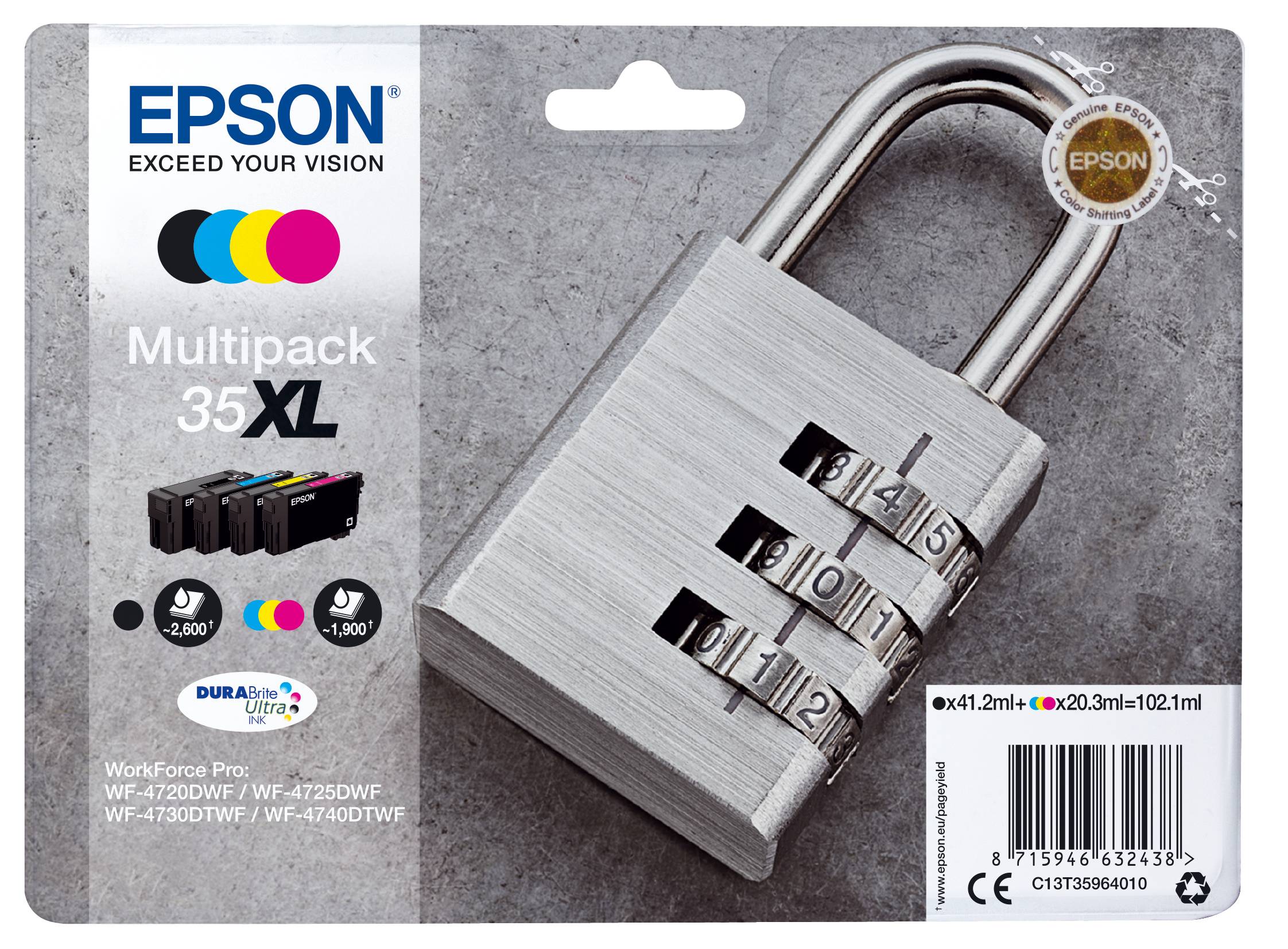 Epson 35XL Multipack - 4er-Pack - XL - Schwarz, Gelb, Cyan, Magenta - original - Tintenpatrone