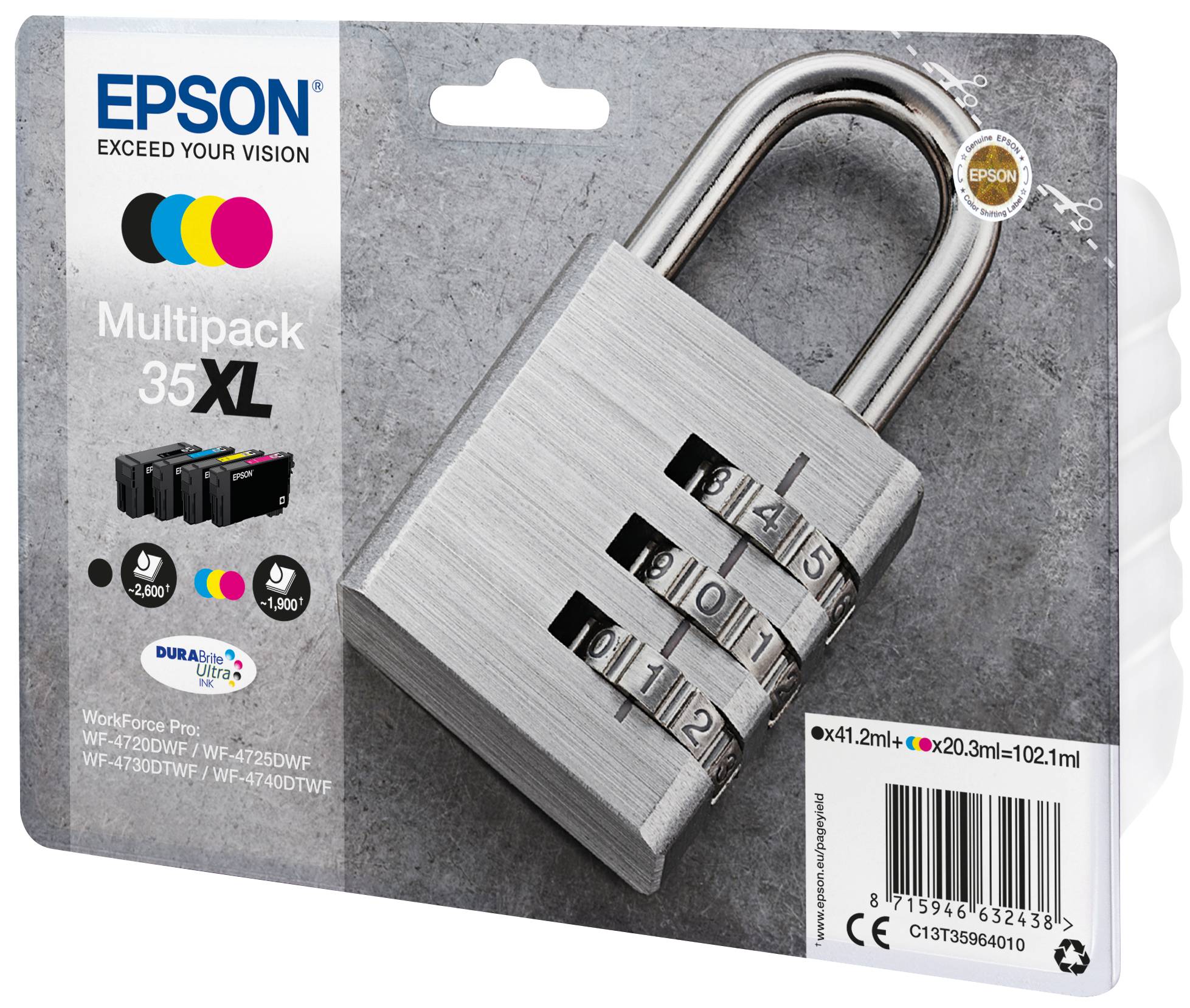 Epson 35XL Multipack - 4er-Pack - XL - Schwarz, Gelb, Cyan, Magenta - original - Tintenpatrone