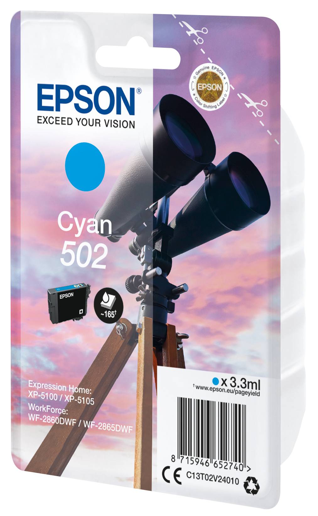 Epson Druckerpatrone T02V2, 502 Original Cyan C13T02V24010