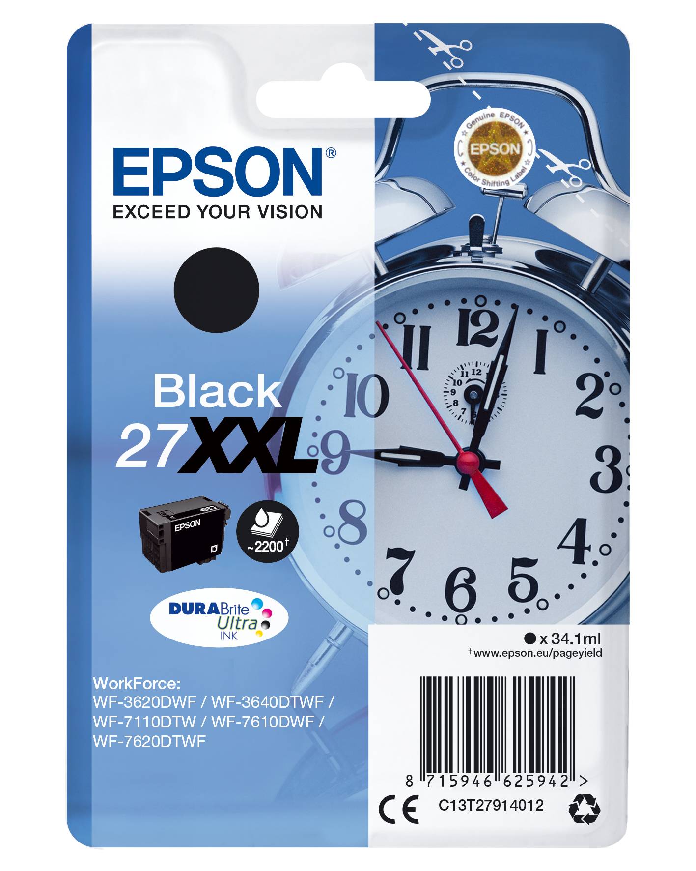 Epson Druckerpatrone T2791, 27XXL Original Schwarz C13T27914010