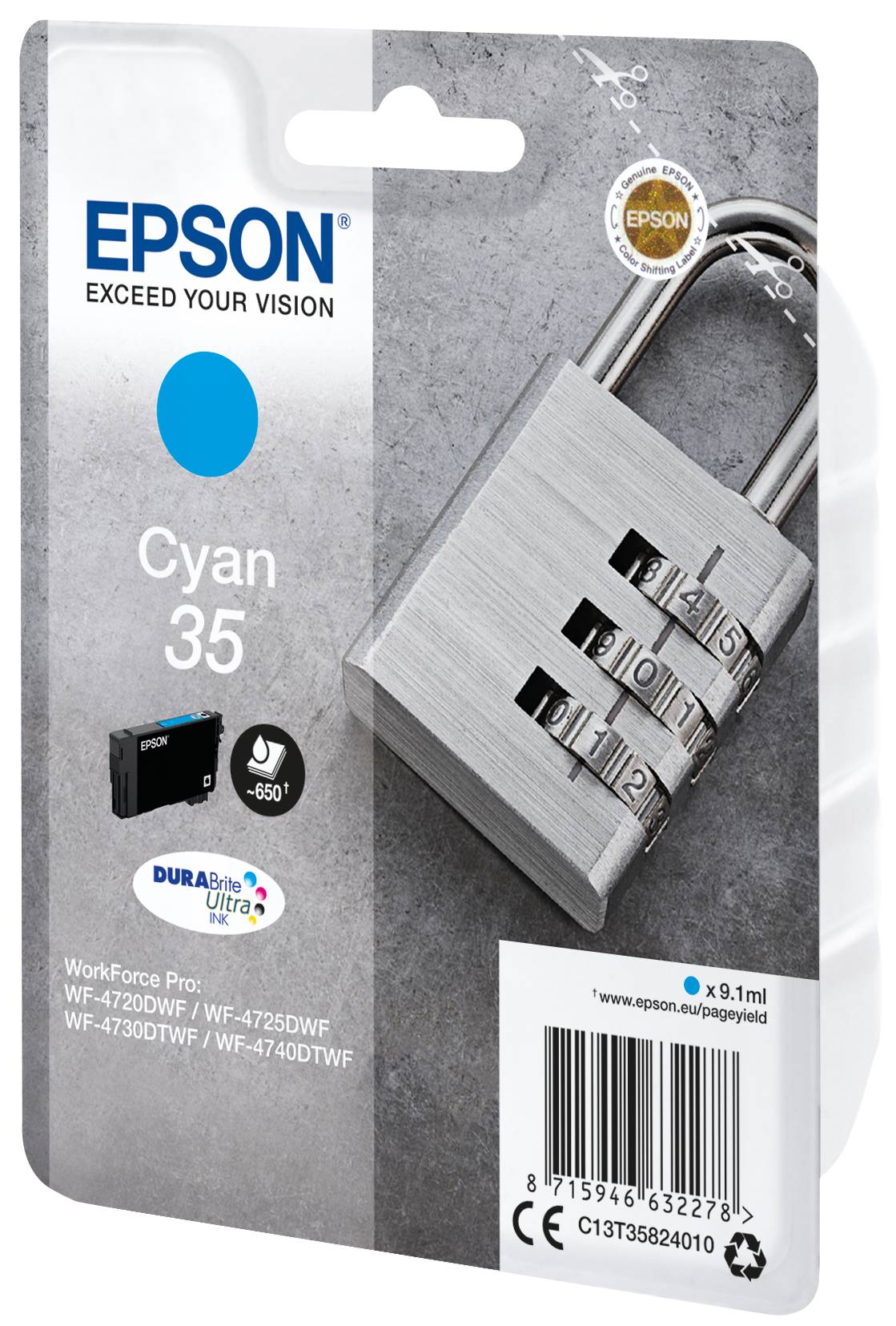 Epson Druckerpatrone T3582, 35 Original Cyan C13T35824010