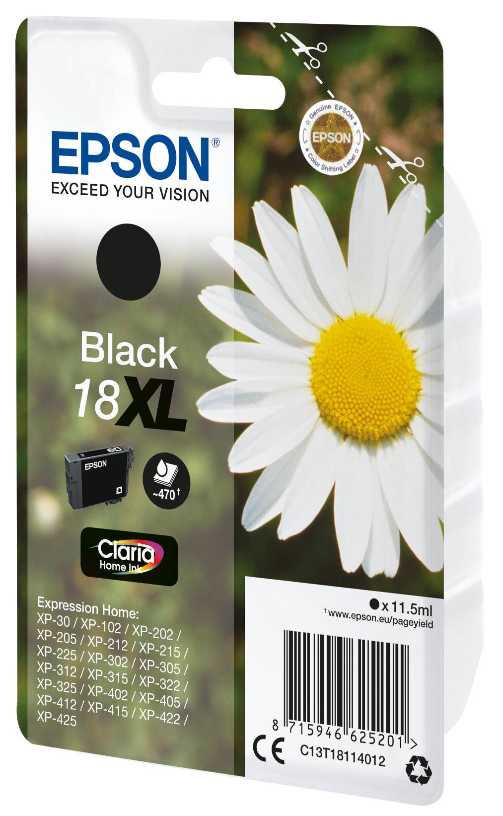 Epson Druckerpatrone T1811, 18XL Original Schwarz C13T18114012