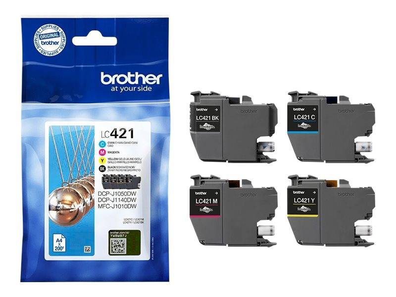 Brother Druckerpatrone LC-421VAL Original Kombi-Pack Schwarz, Cyan, Gelb, Magenta LC421VAL