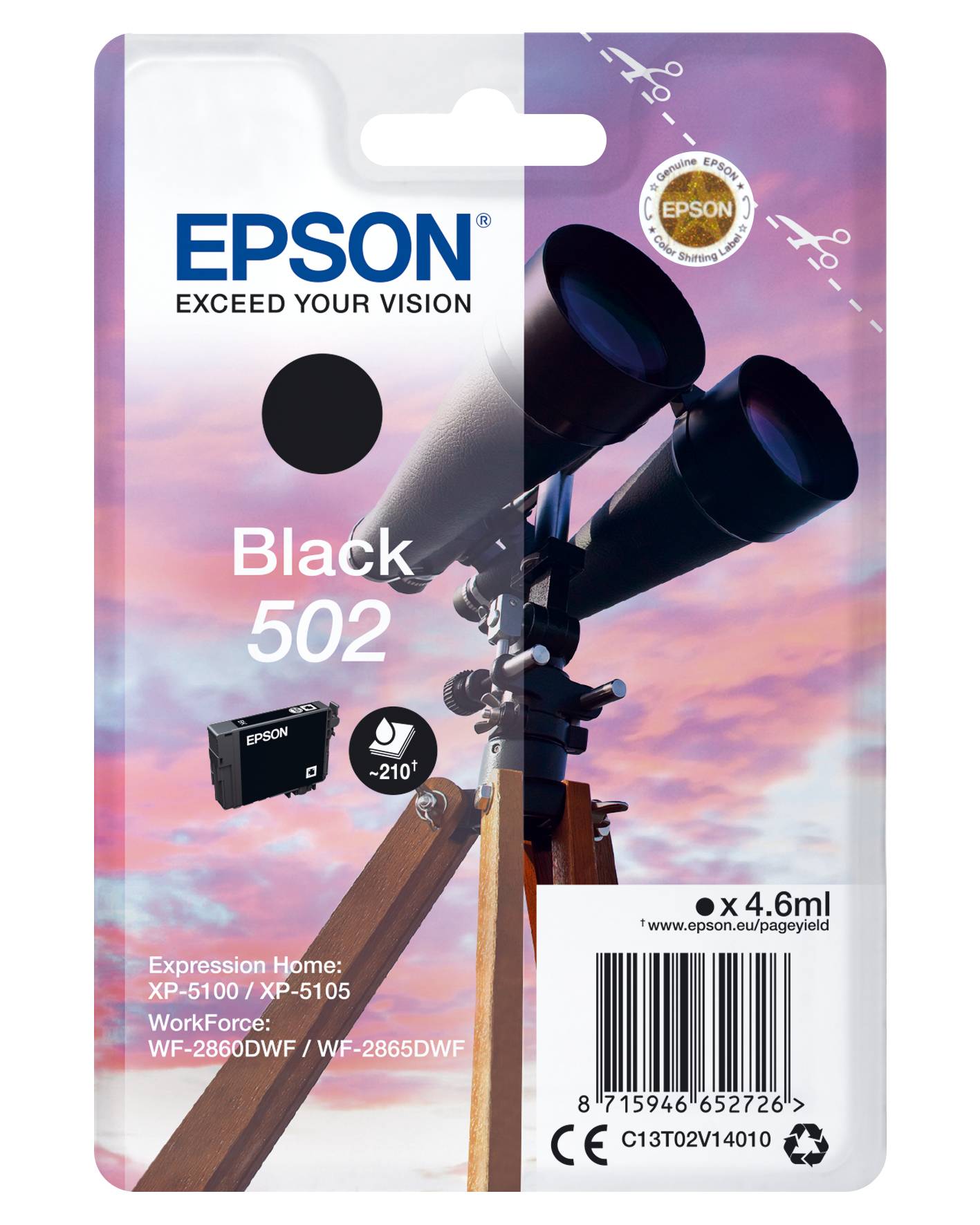 Epson Druckerpatrone T02V1, 502 Original Schwarz C13T02V14010