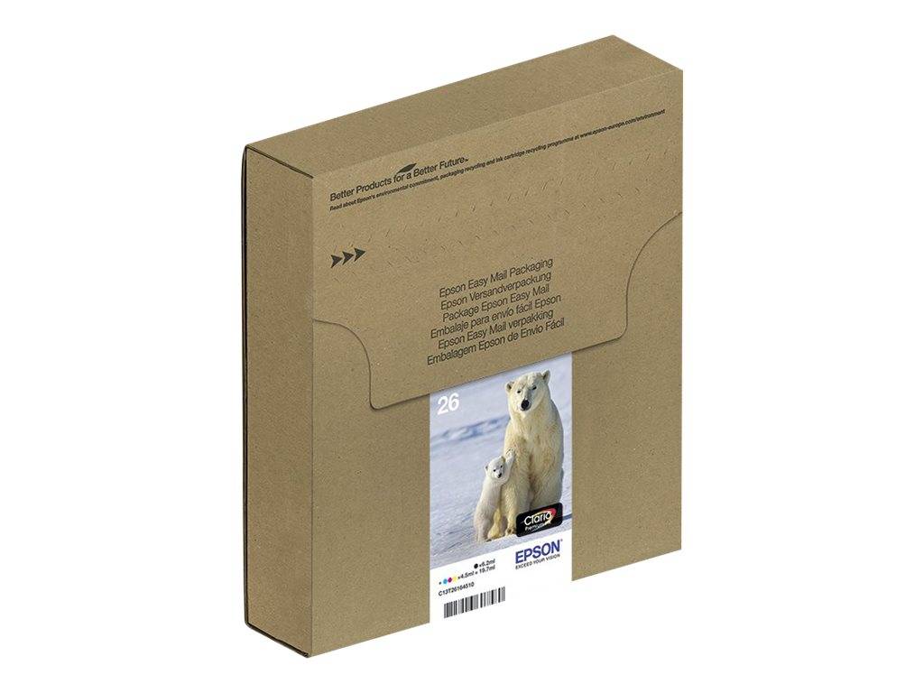 Epson Druckerpatrone T2616, 26 Easy Mail Packaging Original Kombi-Pack Schwarz, Cyan, Magenta, Gelb C13T26164511