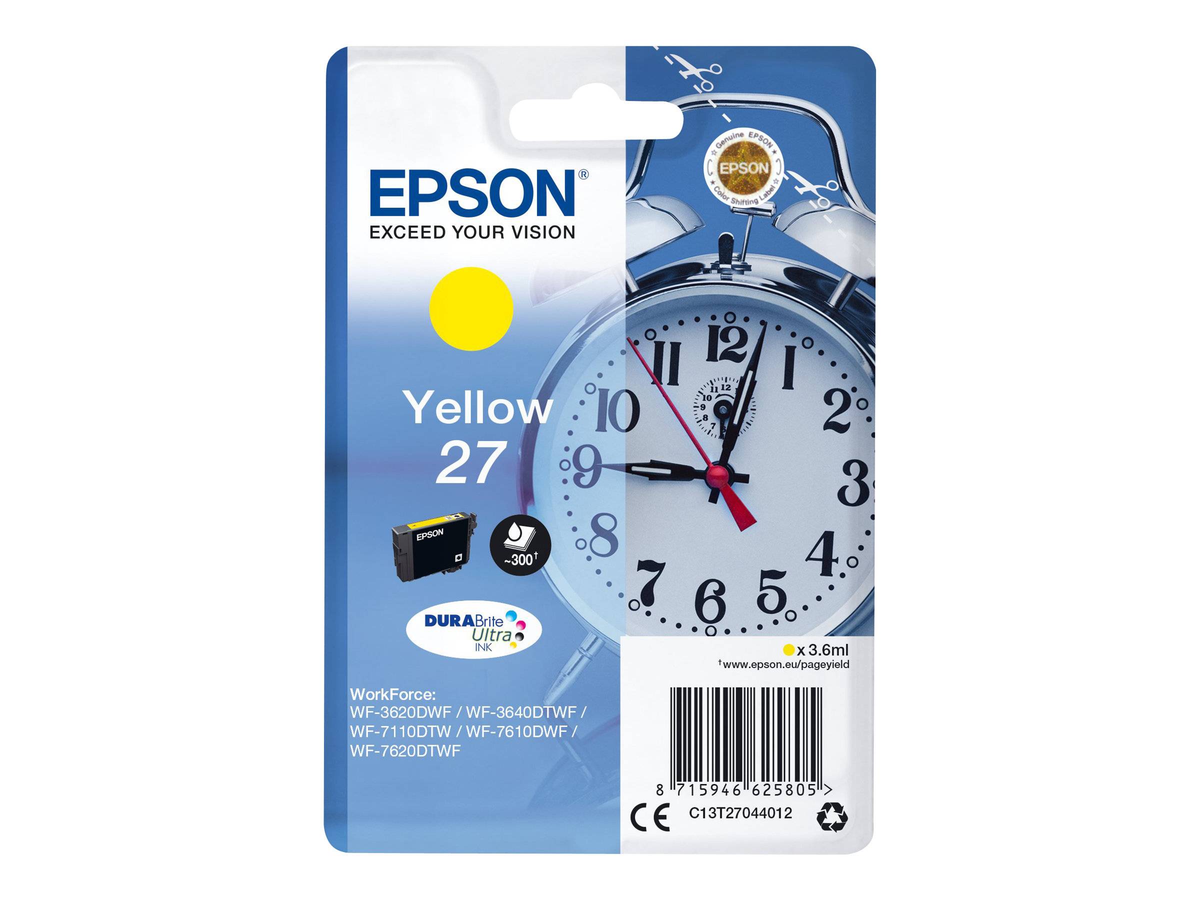 Epson Druckerpatrone 27 Original Gelb C 13 T 27044012