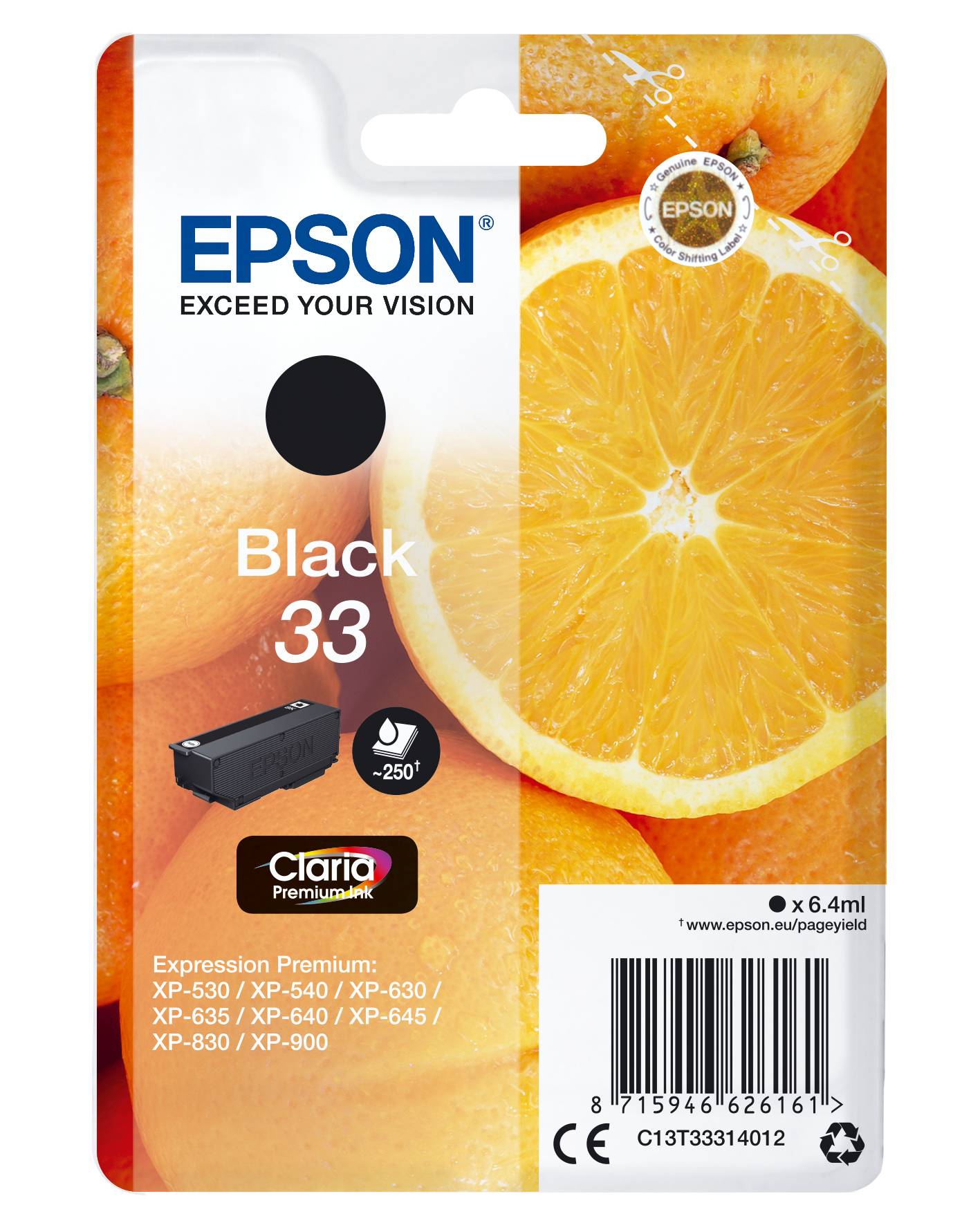 Epson Druckerpatrone T3331, 33 Original Schwarz C13T33314012