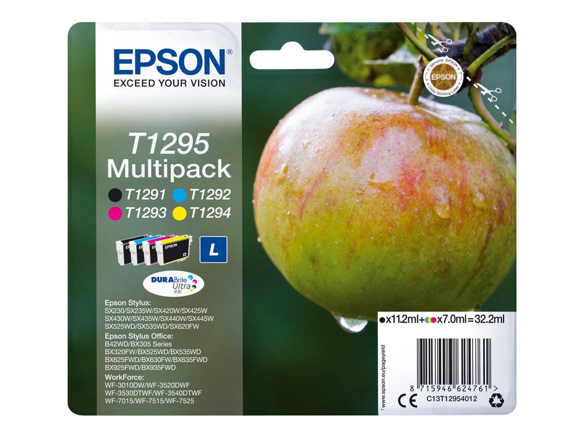 Epson Druckerpatrone T1295 Original Kombi-Pack Schwarz, Cyan, Magenta, Gelb C13T12954012