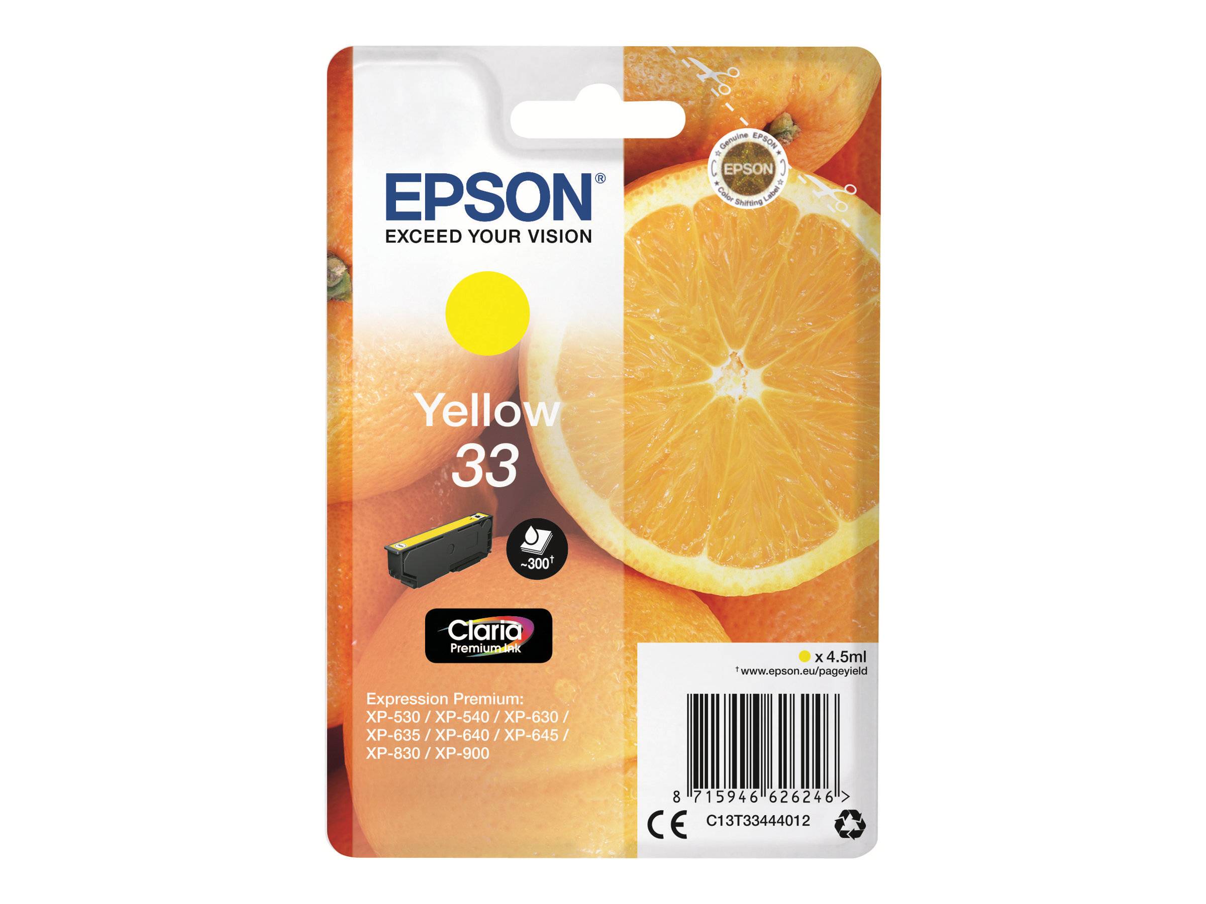 Epson Druckerpatrone T3344, 33 Original Gelb C13T33444012