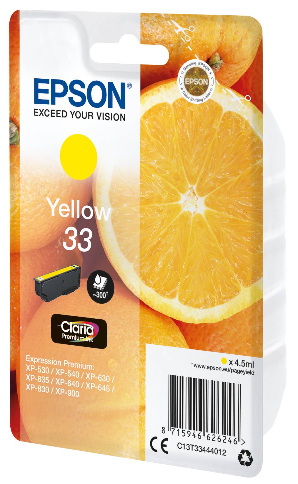 Epson Druckerpatrone T3344, 33 Original Gelb C13T33444012