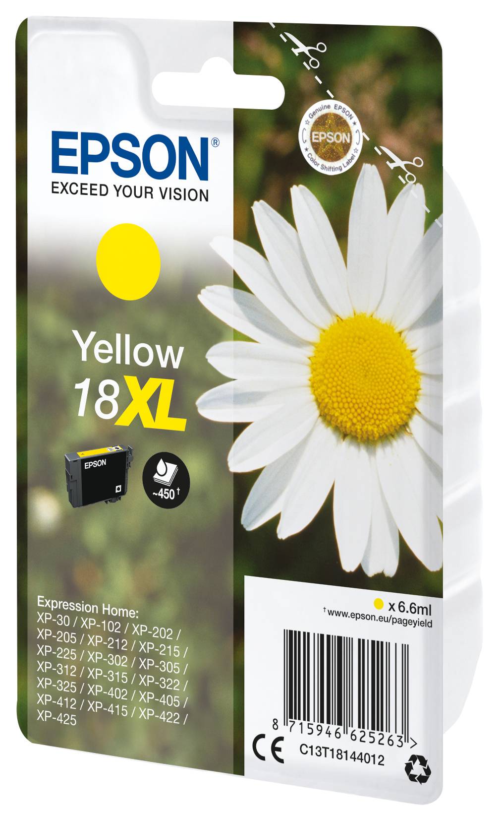Epson Druckerpatrone T1814, 18XL Original Gelb C13T18144012