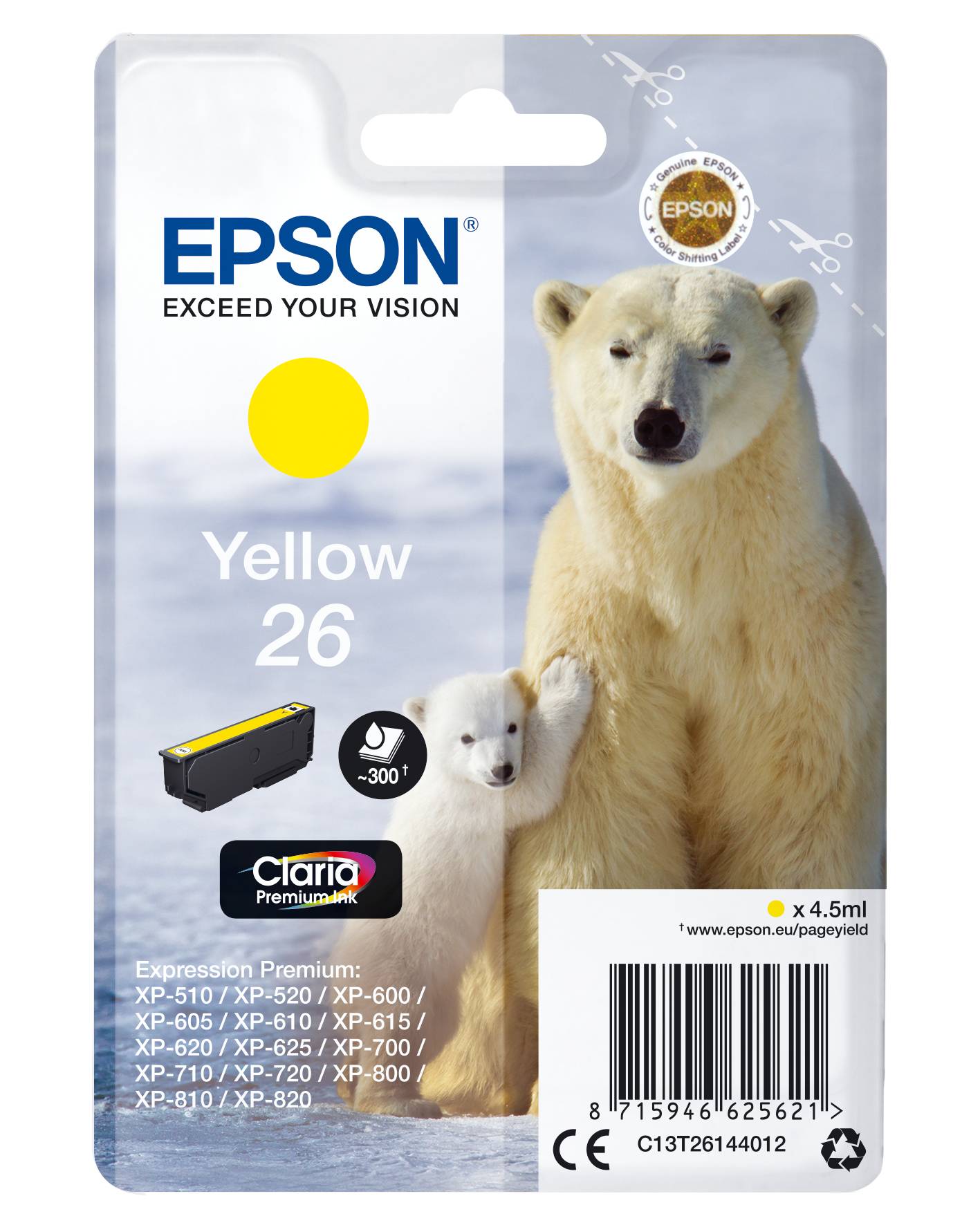 Epson Druckerpatrone T2614, 26 Original Gelb C13T26144012
