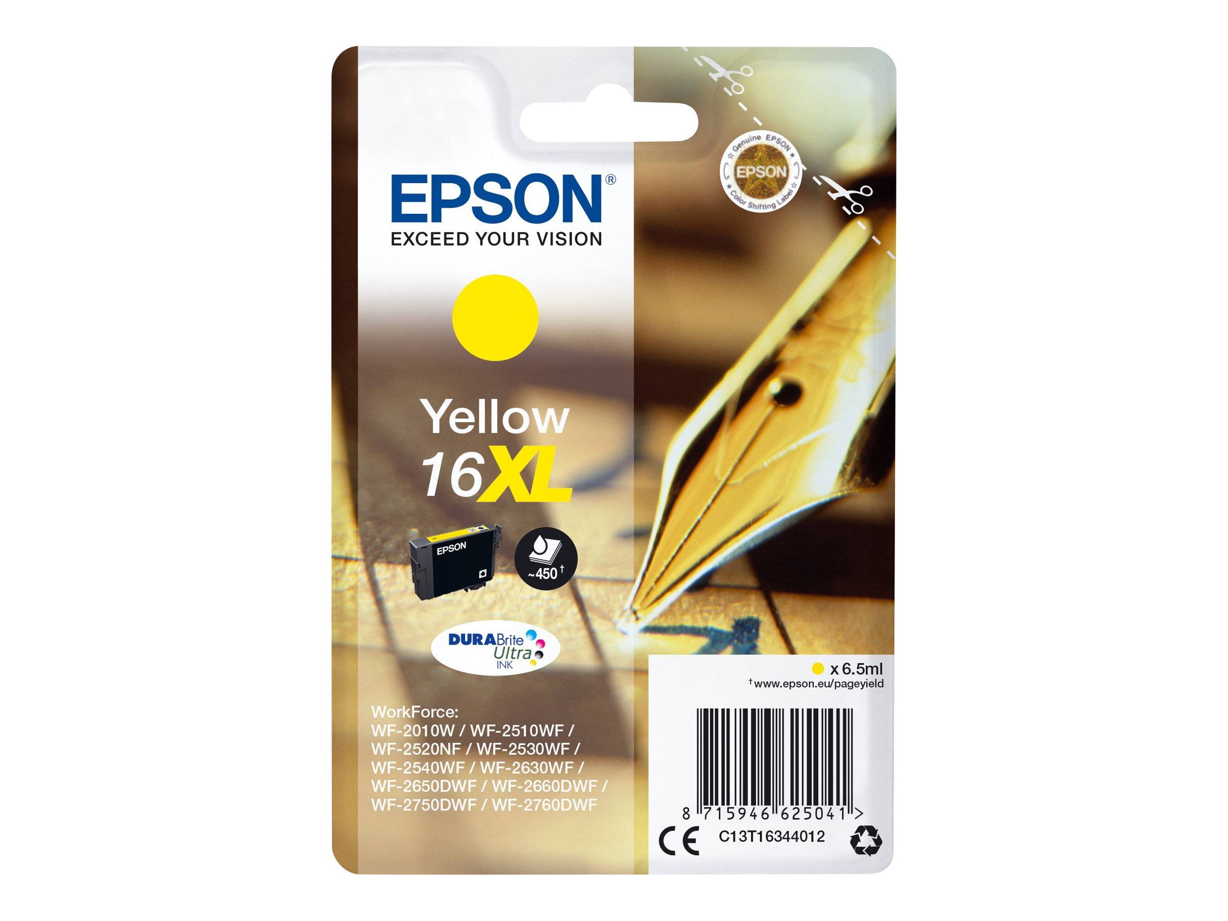Epson Druckerpatrone T1634, 16XL Original Gelb C13T16344012