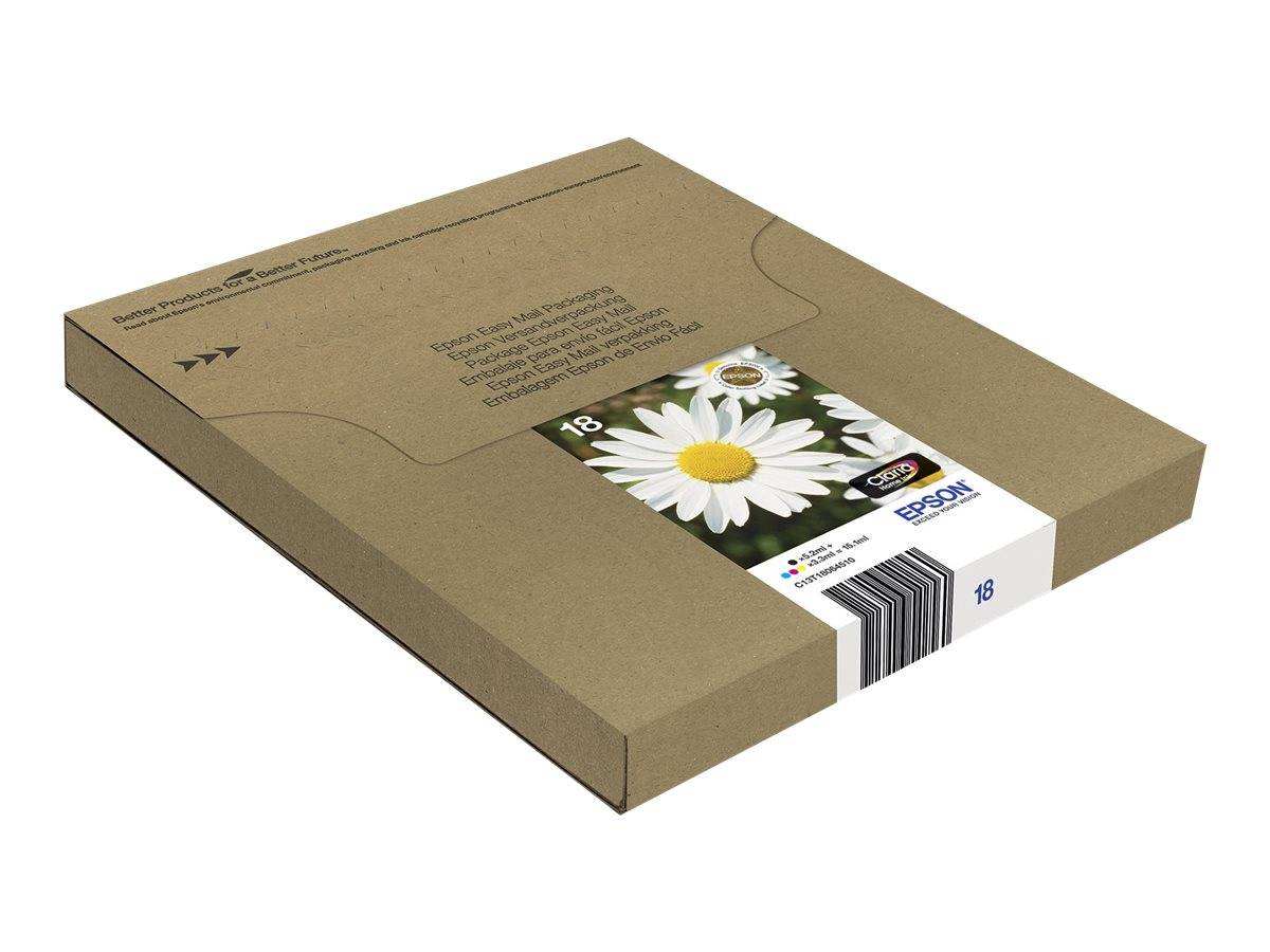 Epson Druckerpatrone T1806, 18 Easy Mail Packaging Original Kombi-Pack Schwarz, Cyan, Magenta, Gelb C13T18064511