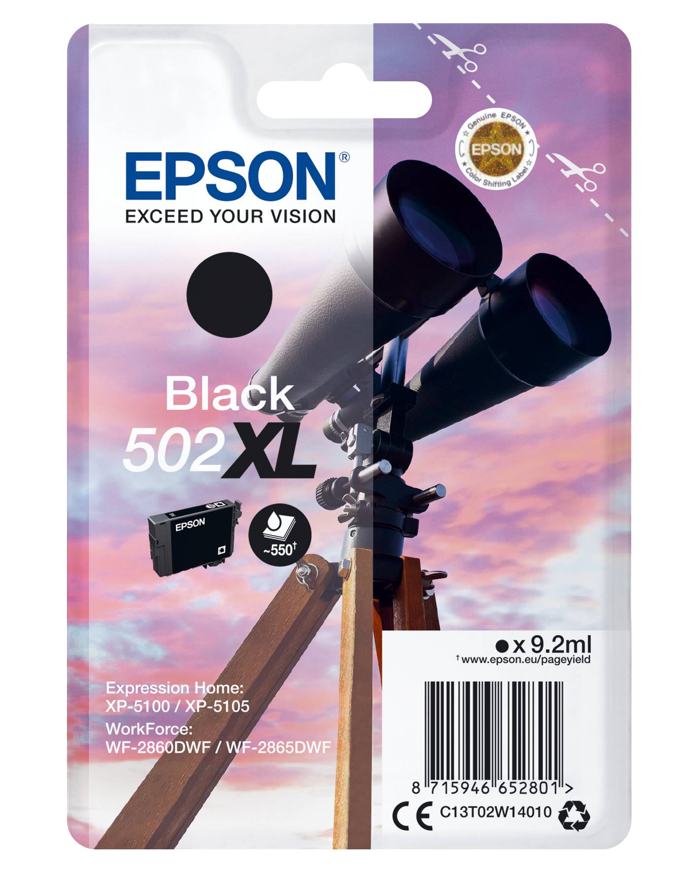 Epson Druckerpatrone T02W1, 502XL Original Schwarz C13T02W14010